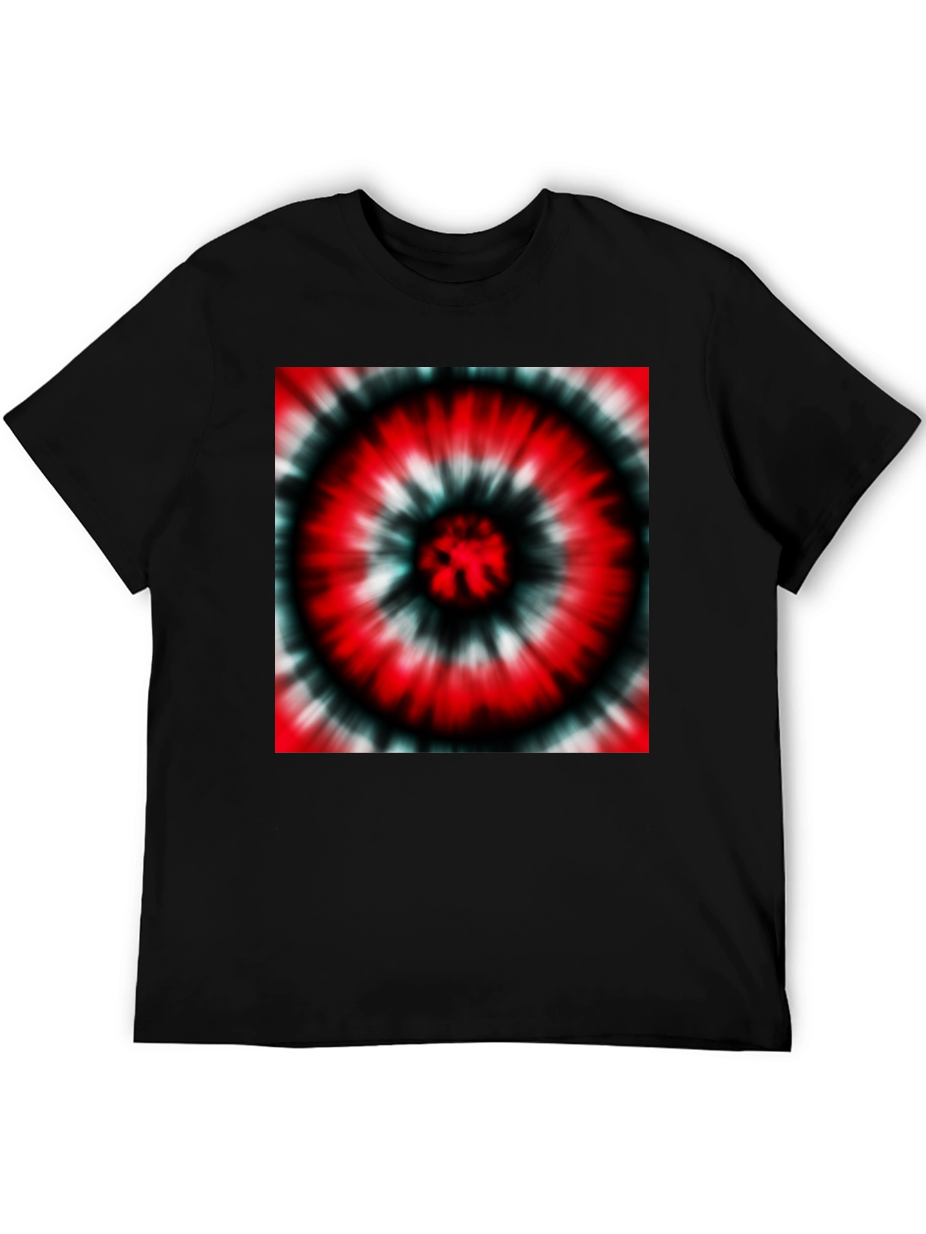 Black Red Tie-Dye Graphic Black T-Shirt view 5