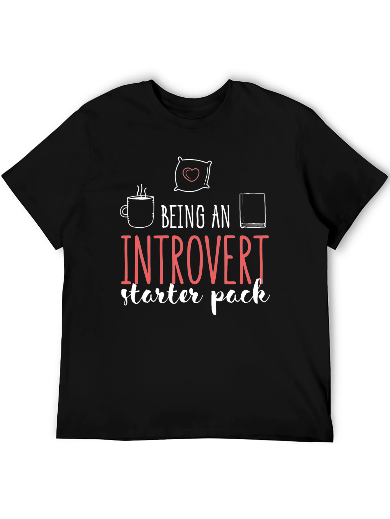 Black Introvert Starter Pack Graphic T-Shirt view 5
