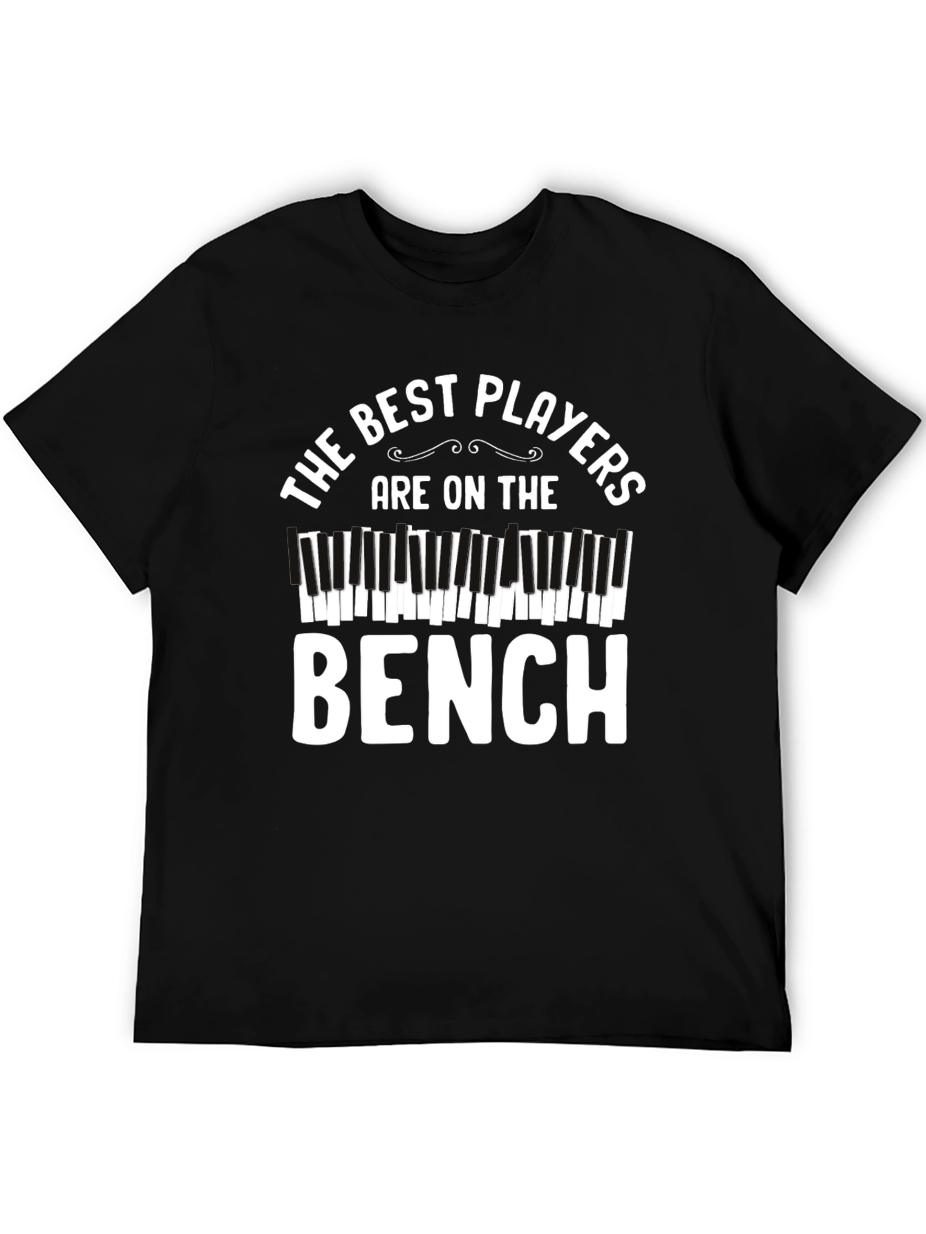 Black Funny Piano Player T-Shirt - Best Players on the Bench view 5