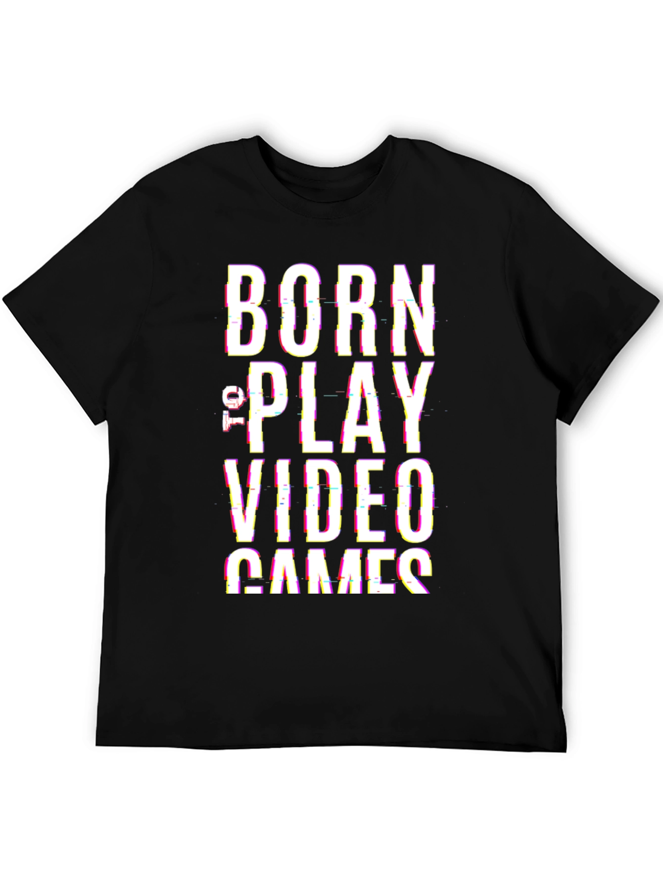 Black Born to Play Video Games Black T-Shirt view 5