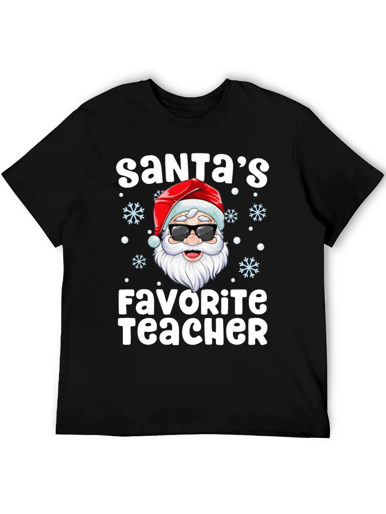 Black Santa's Favorite Teacher T-Shirt Christmas Holiday view 5