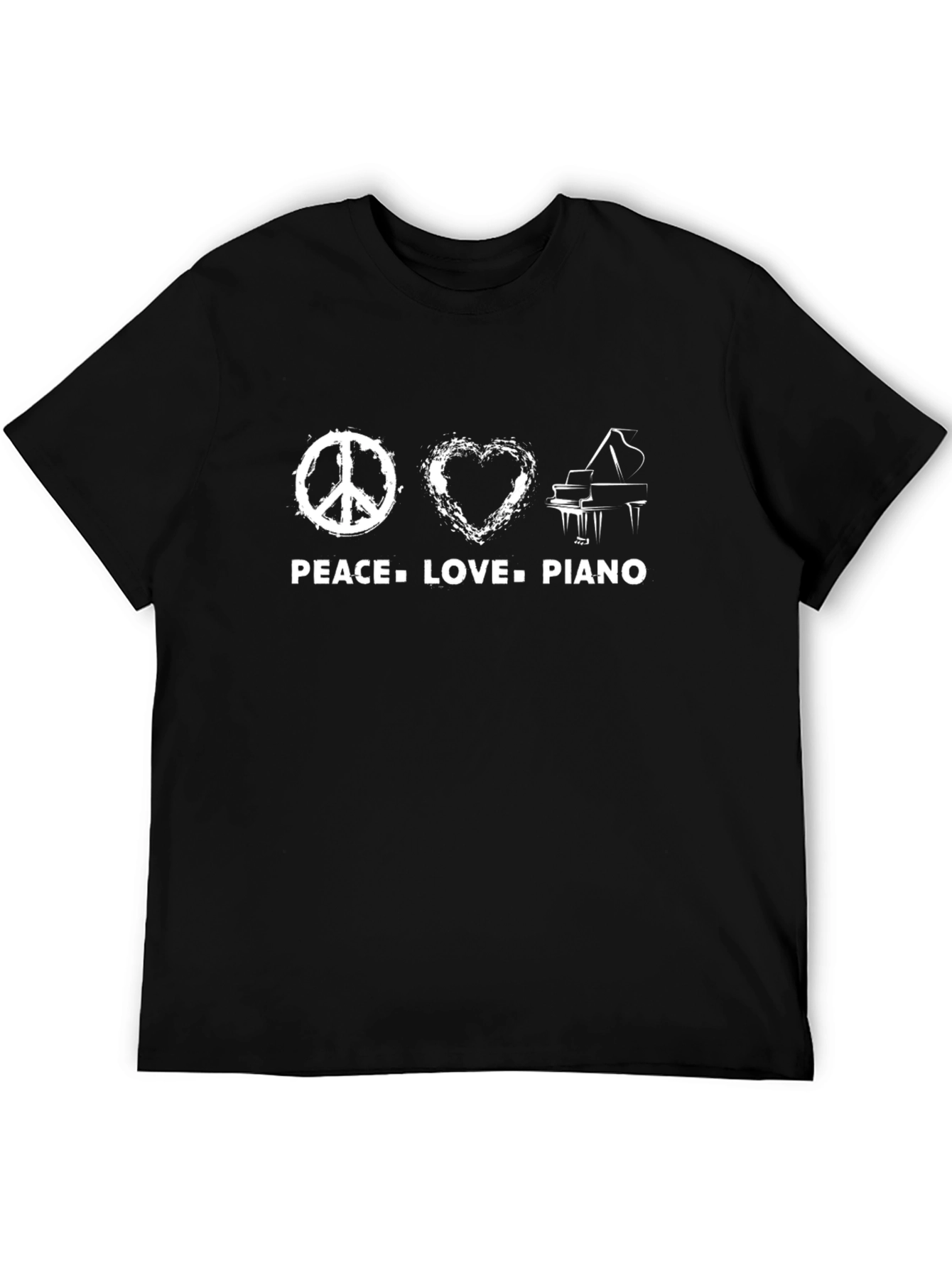 Black Peace Love Piano Graphic T-Shirt view 5