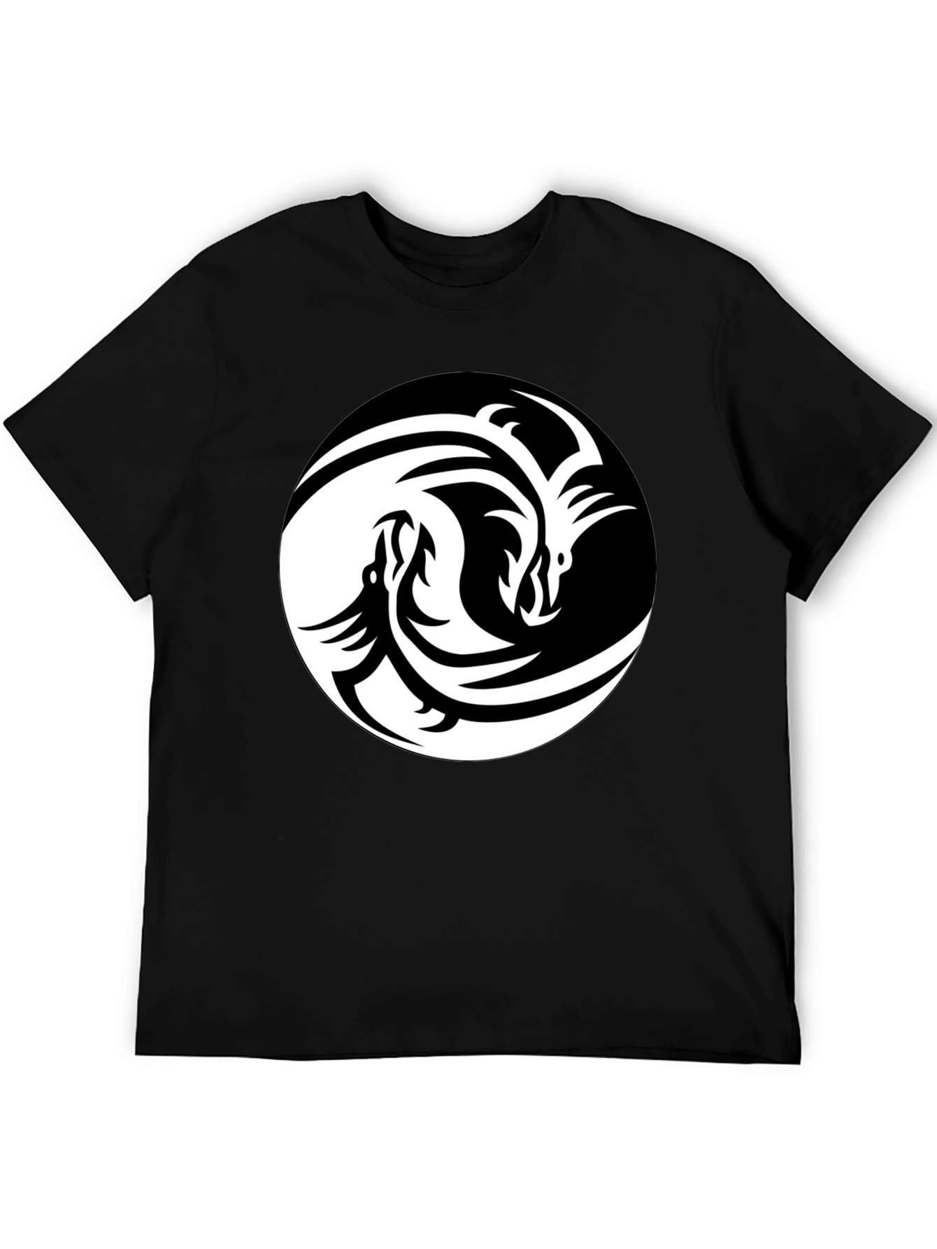 Black Yin Yang Dragon Graphic Tee - Black view 5