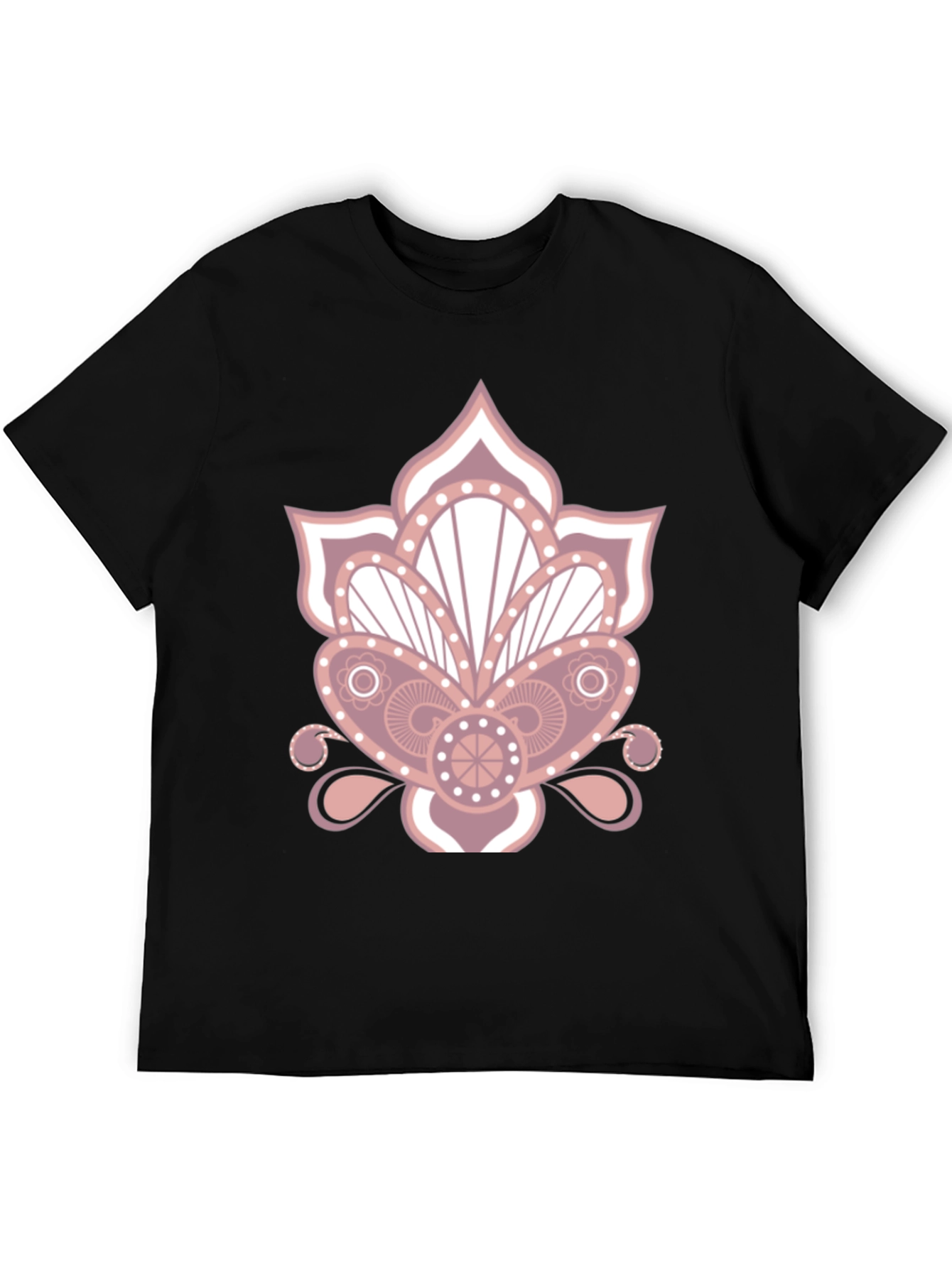 Black Floral Mandala Graphic Print Black T-Shirt view 5