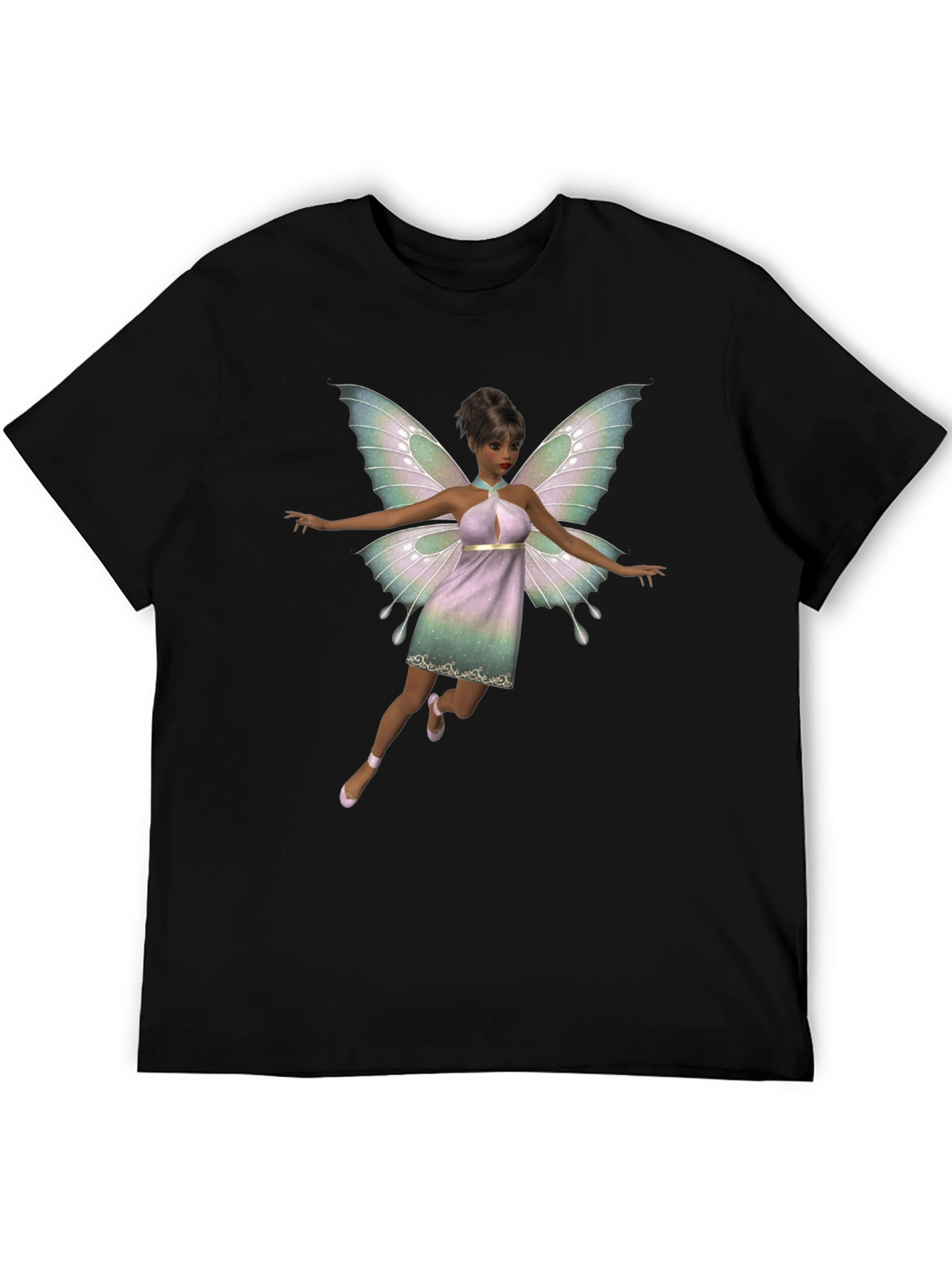 Black Fairy Graphic Black T-Shirt for Men view 5