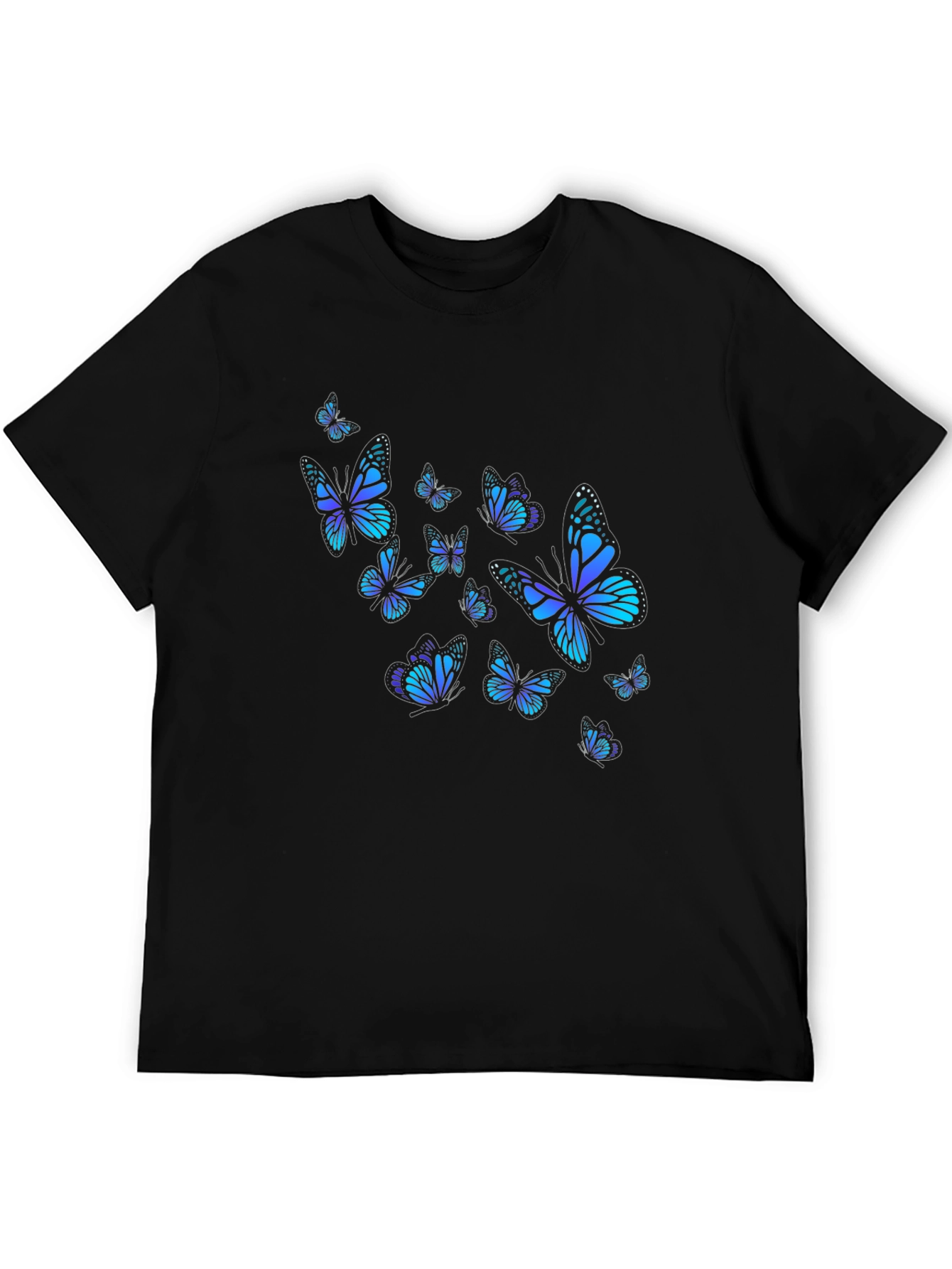 Black Butterfly Print Black T-Shirt view 5