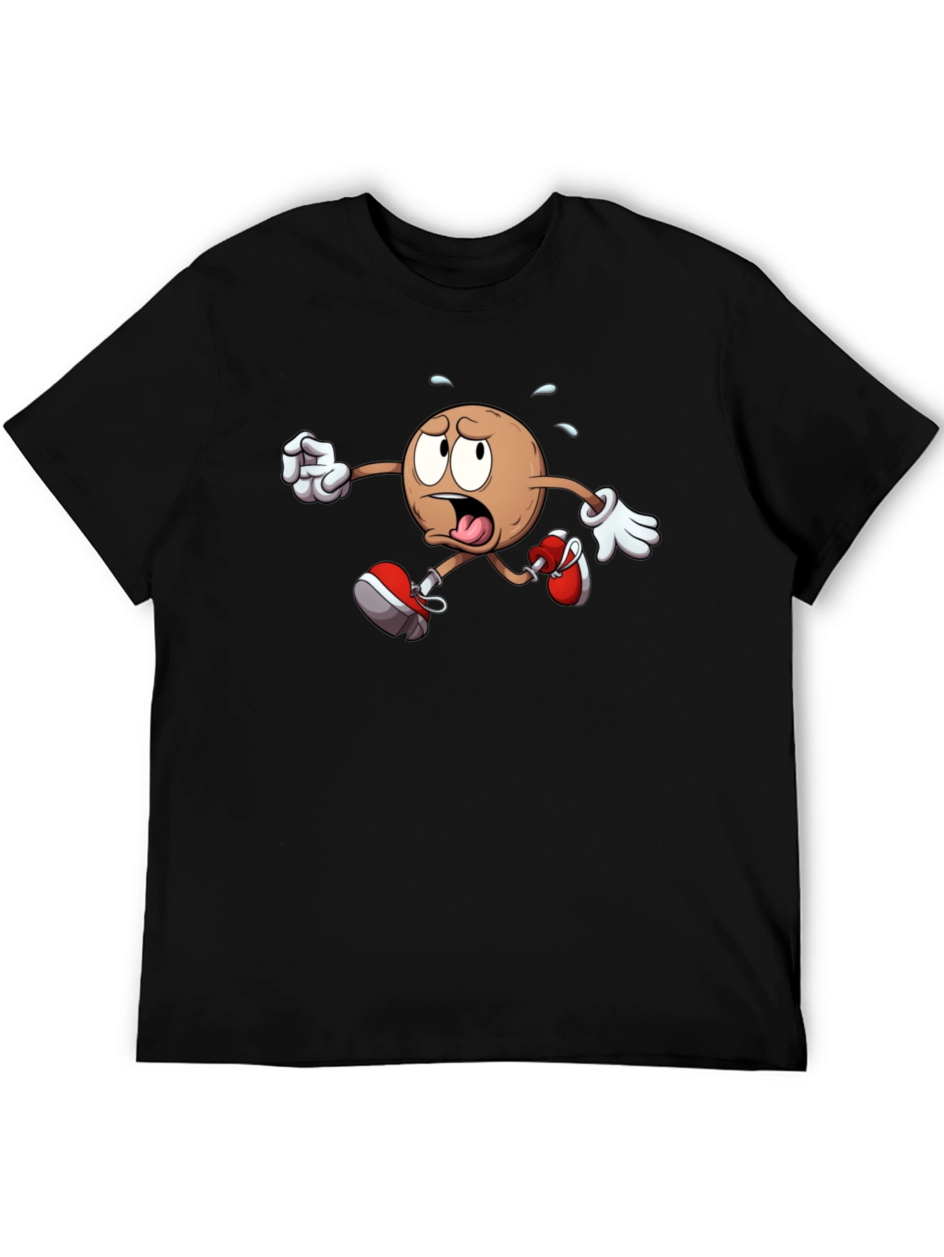 Black Funny Running Cartoon T-Shirt view 5