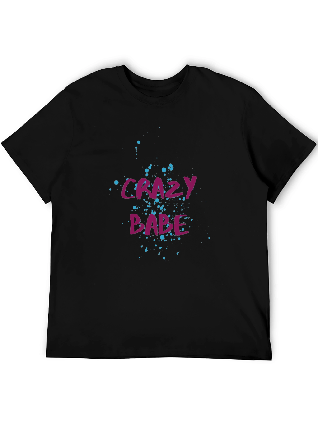 Black Crazy Babe Graphic Tee - Black Cotton T-Shirt view 5