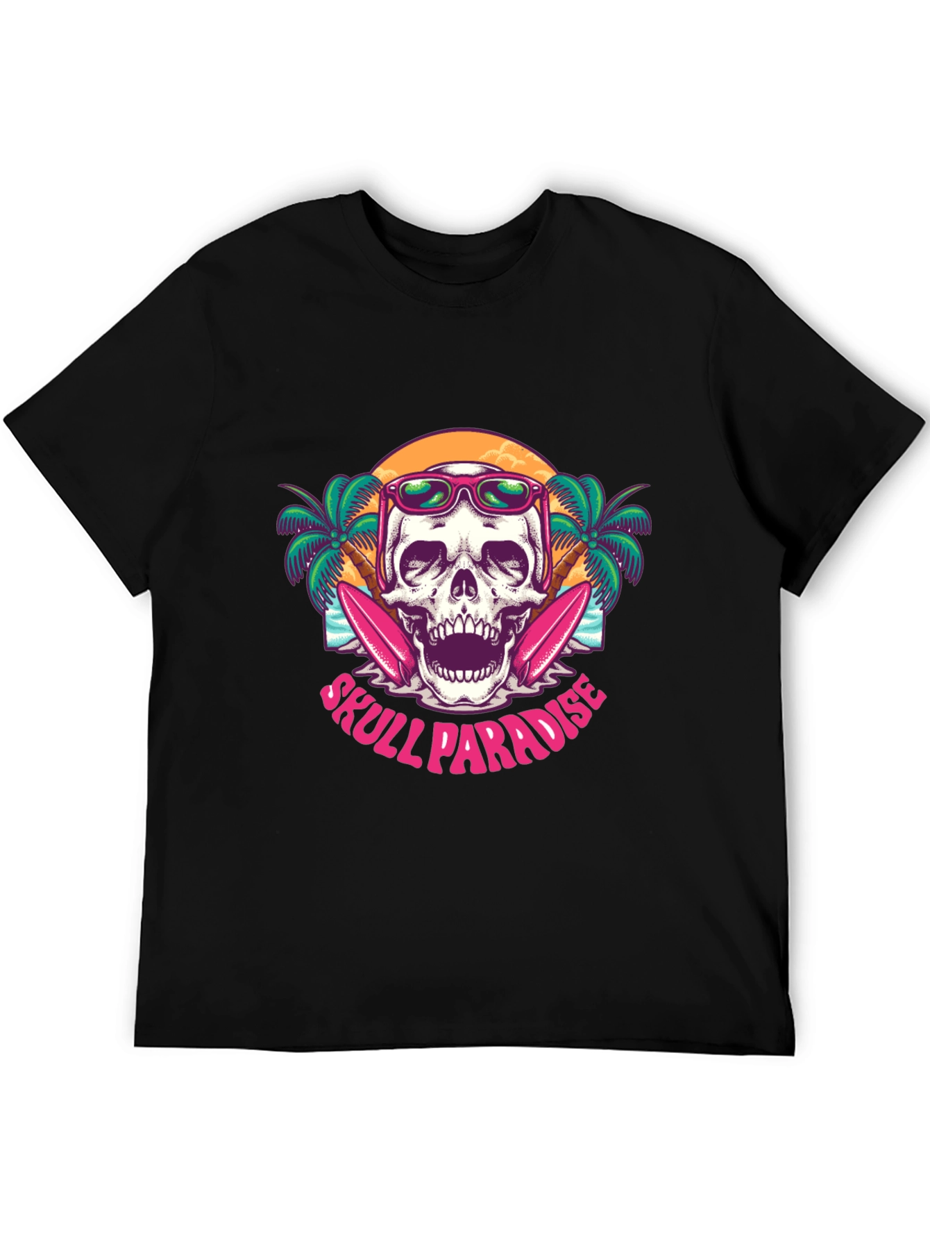Black Skull Paradise T-Shirt - Beach Vibes view 5