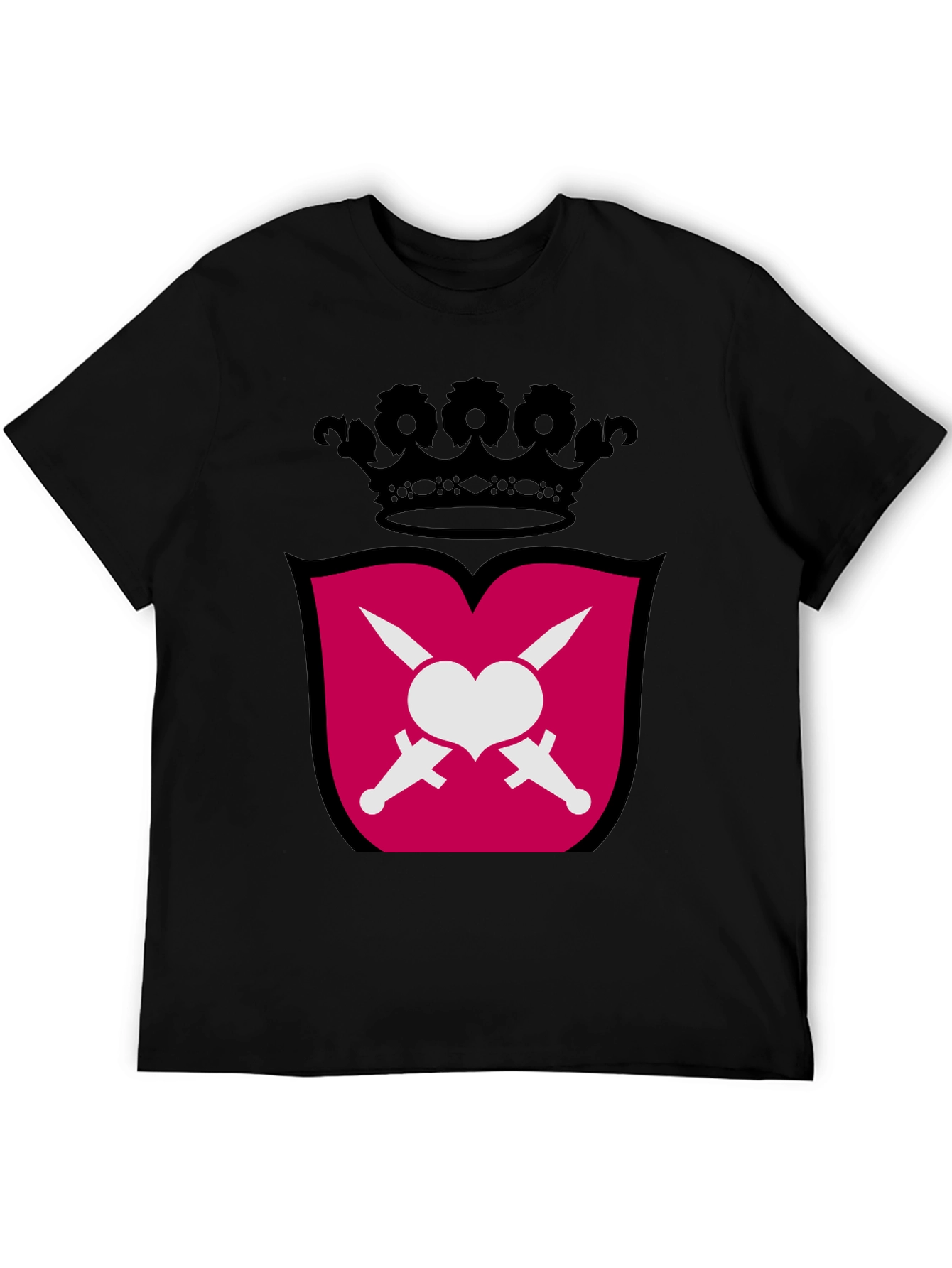 Black Heart & Swords Crest Graphic T-Shirt view 5
