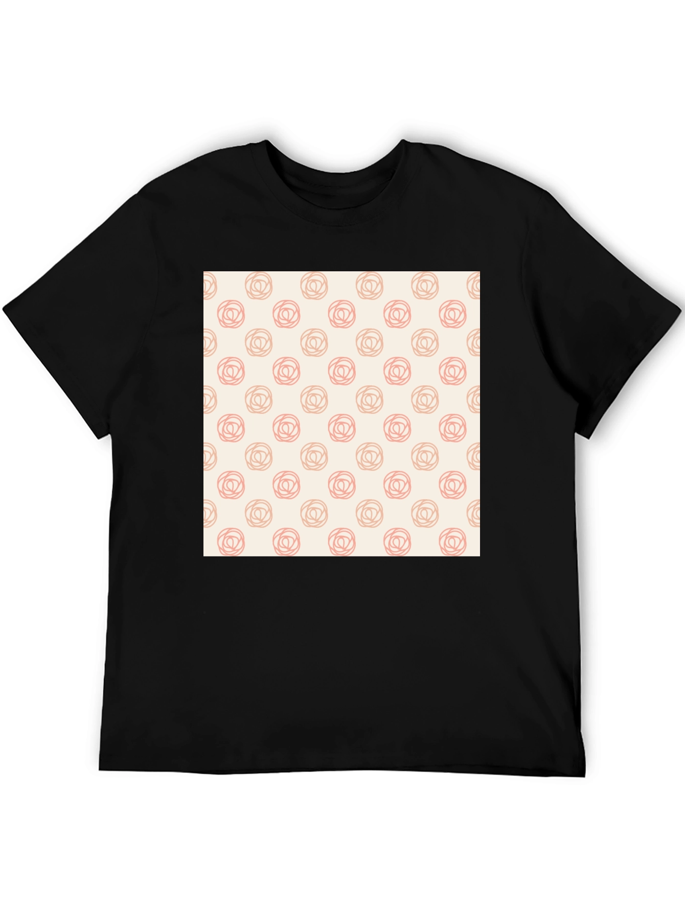 Black Rose Pattern Black T-Shirt view 5