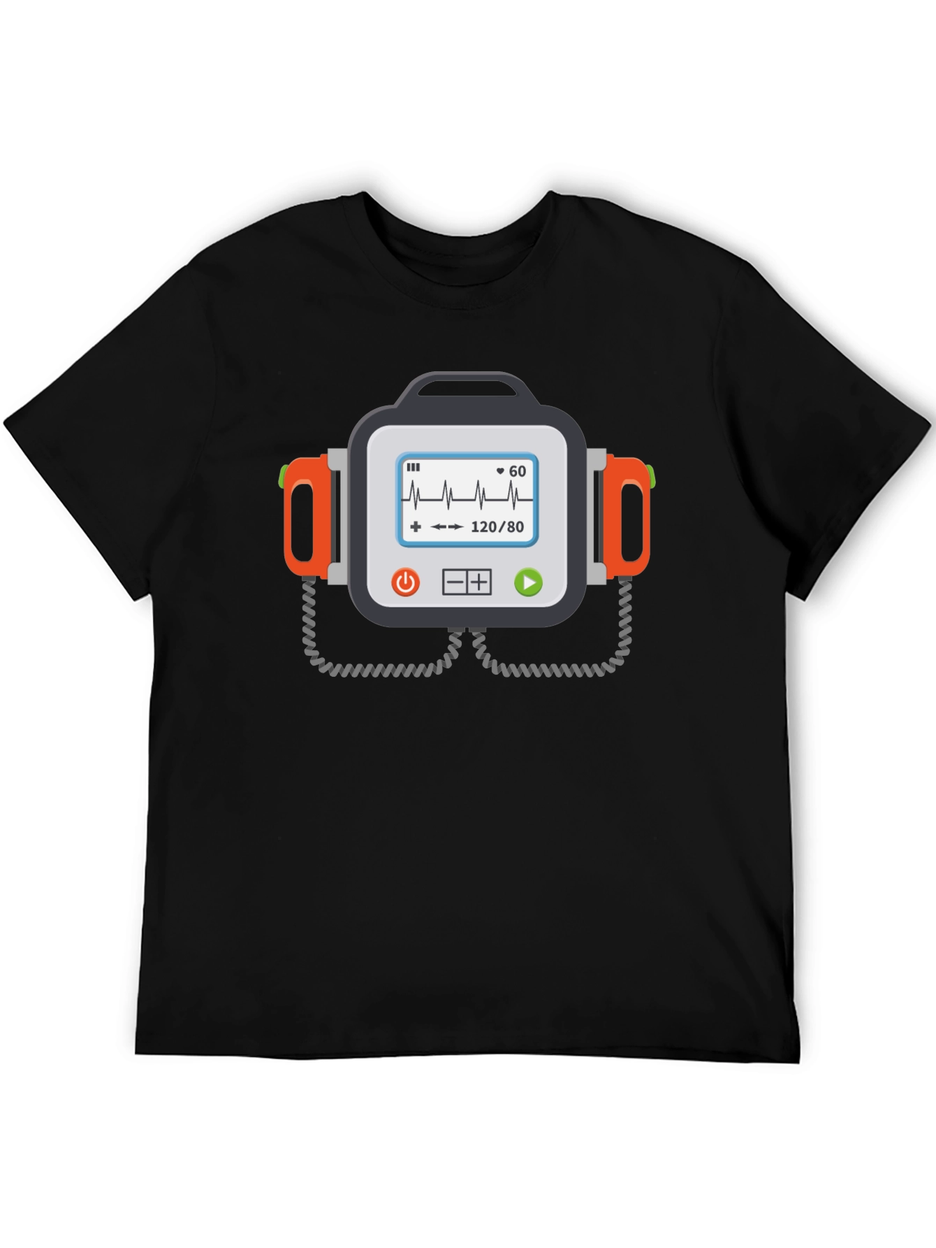 Black Defibrillator Funny Graphic Tee view 5