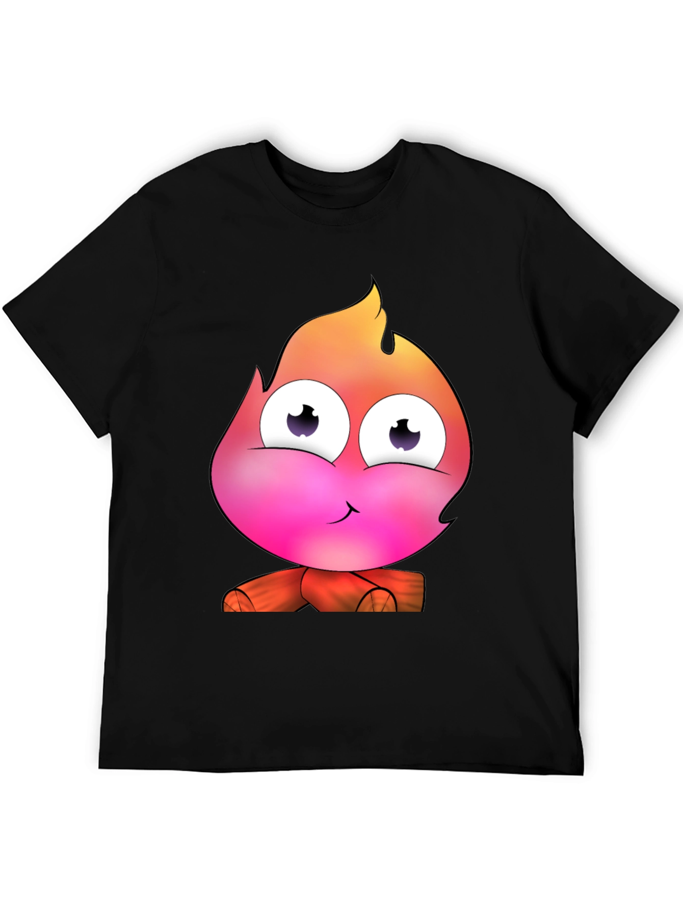 Black Cartoon Fire Character Graphic Tee - Black T-Shirt view 5