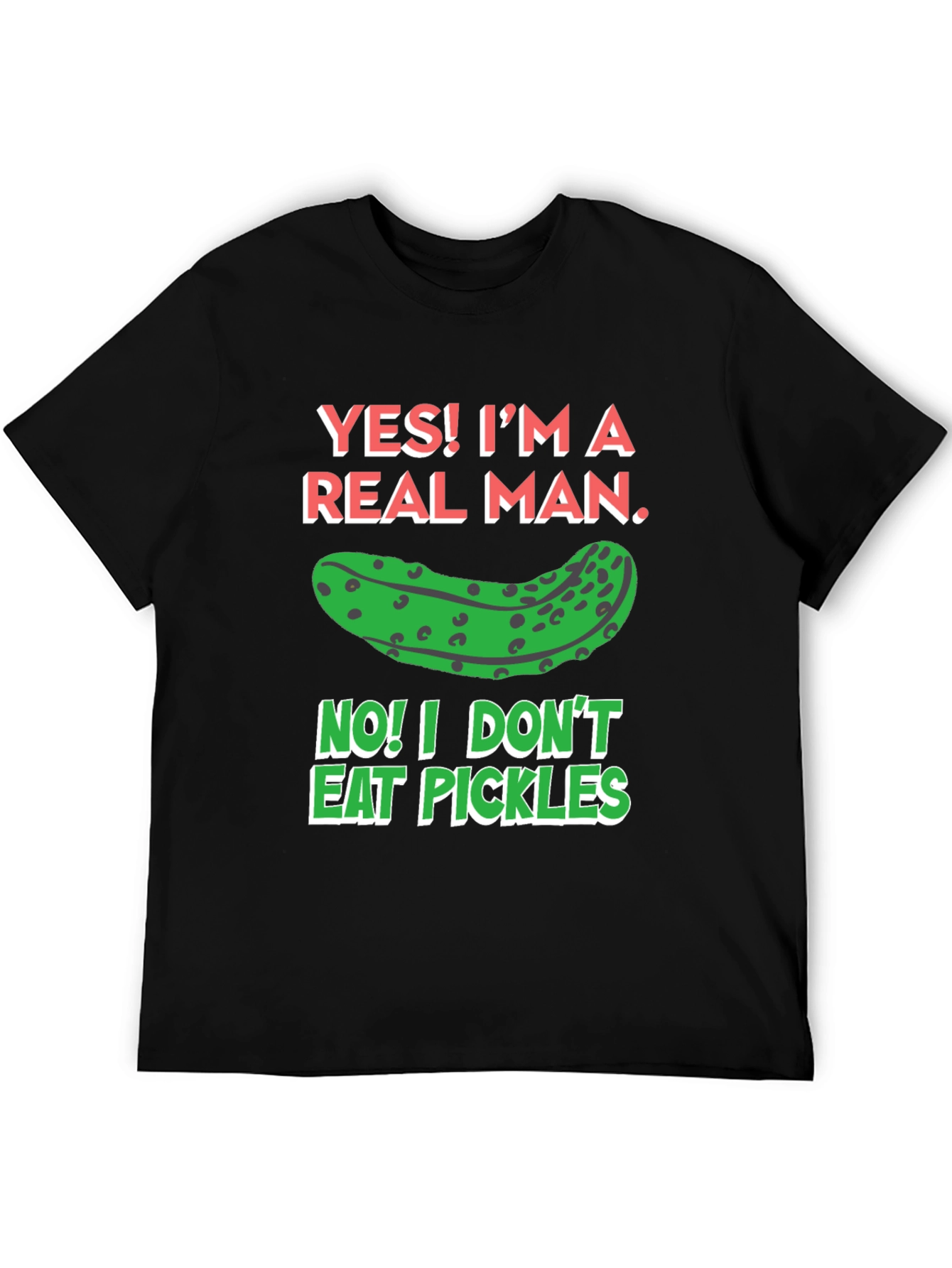 Black Funny Pickle T-Shirt - Real Man Humor Tee view 5