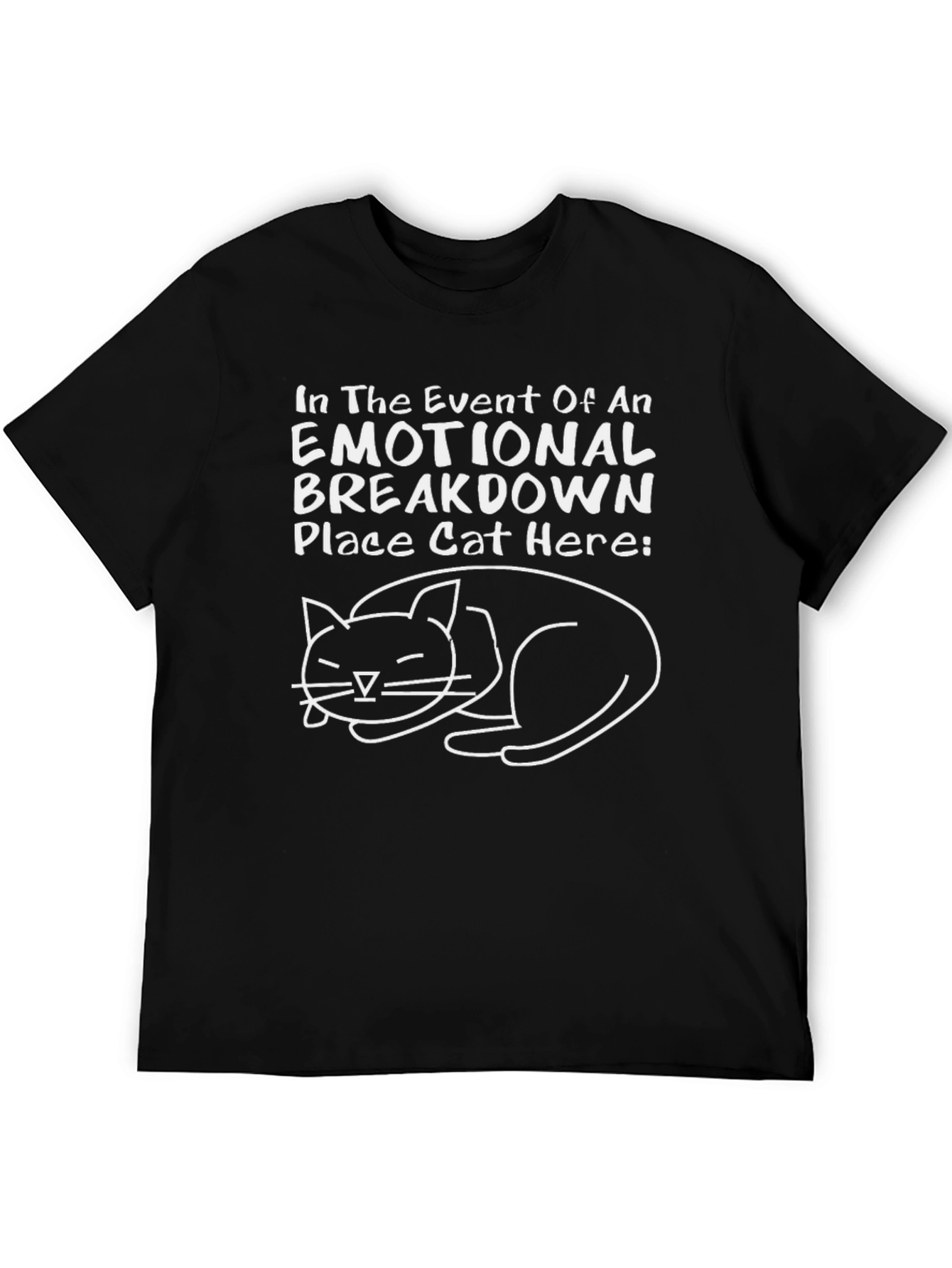 Black Emotional Breakdown Cat T-Shirt view 5