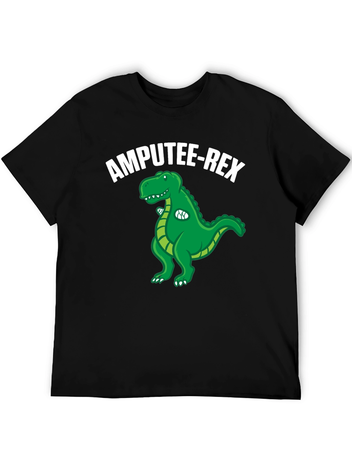Black Amputee-Rex T-Shirt: Funny Dinosaur Graphic Tee view 5