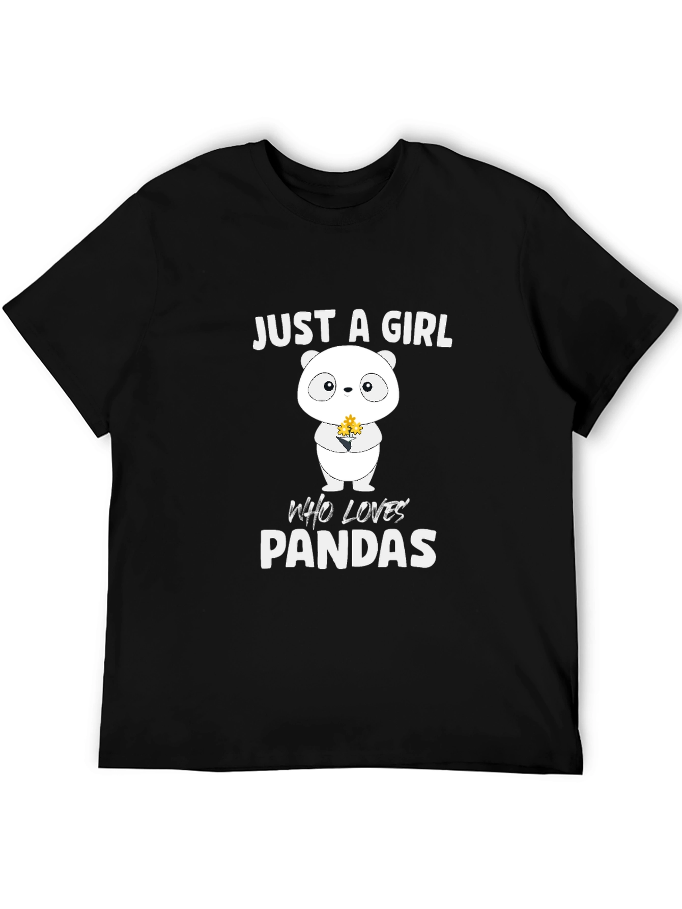 Black Just a Girl Who Loves Pandas T-Shirt view 5