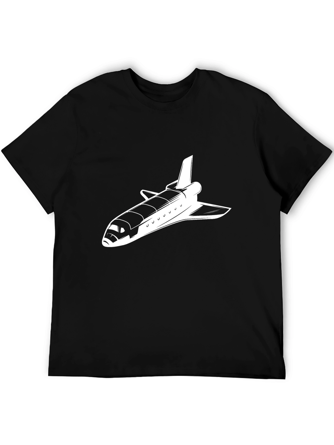 Black Space Shuttle Graphic Tee - Retro Rocket Shirt view 5