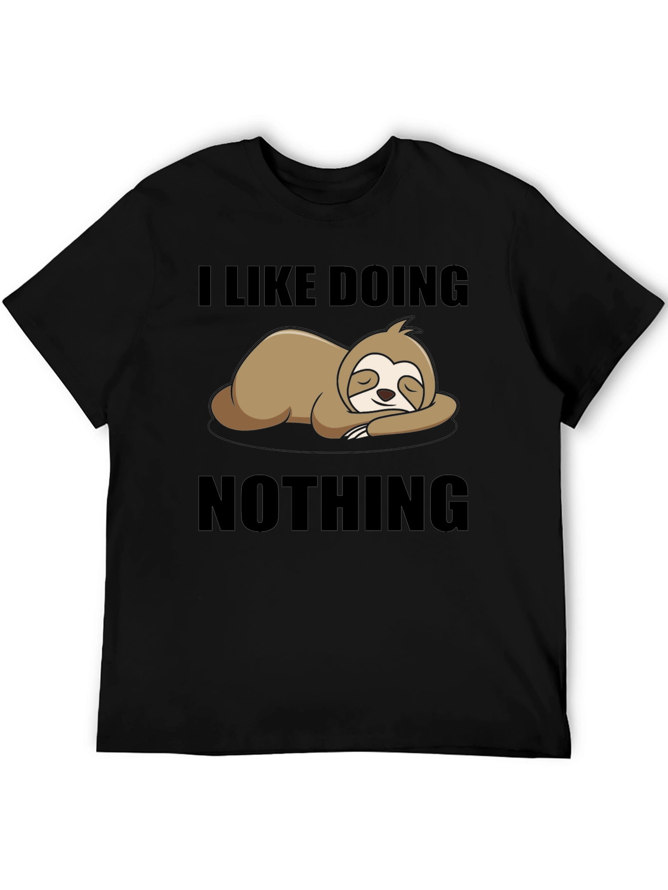 Black Lazy Sloth Tee: I Like Doing Nothing T-Shirt view 5