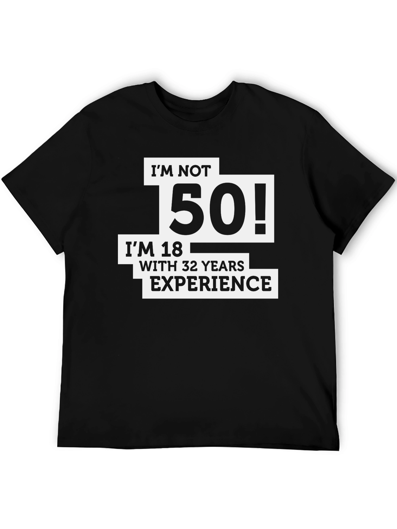 Black Funny 50th Birthday T-Shirt: 18 with 32 Years Experience view 5