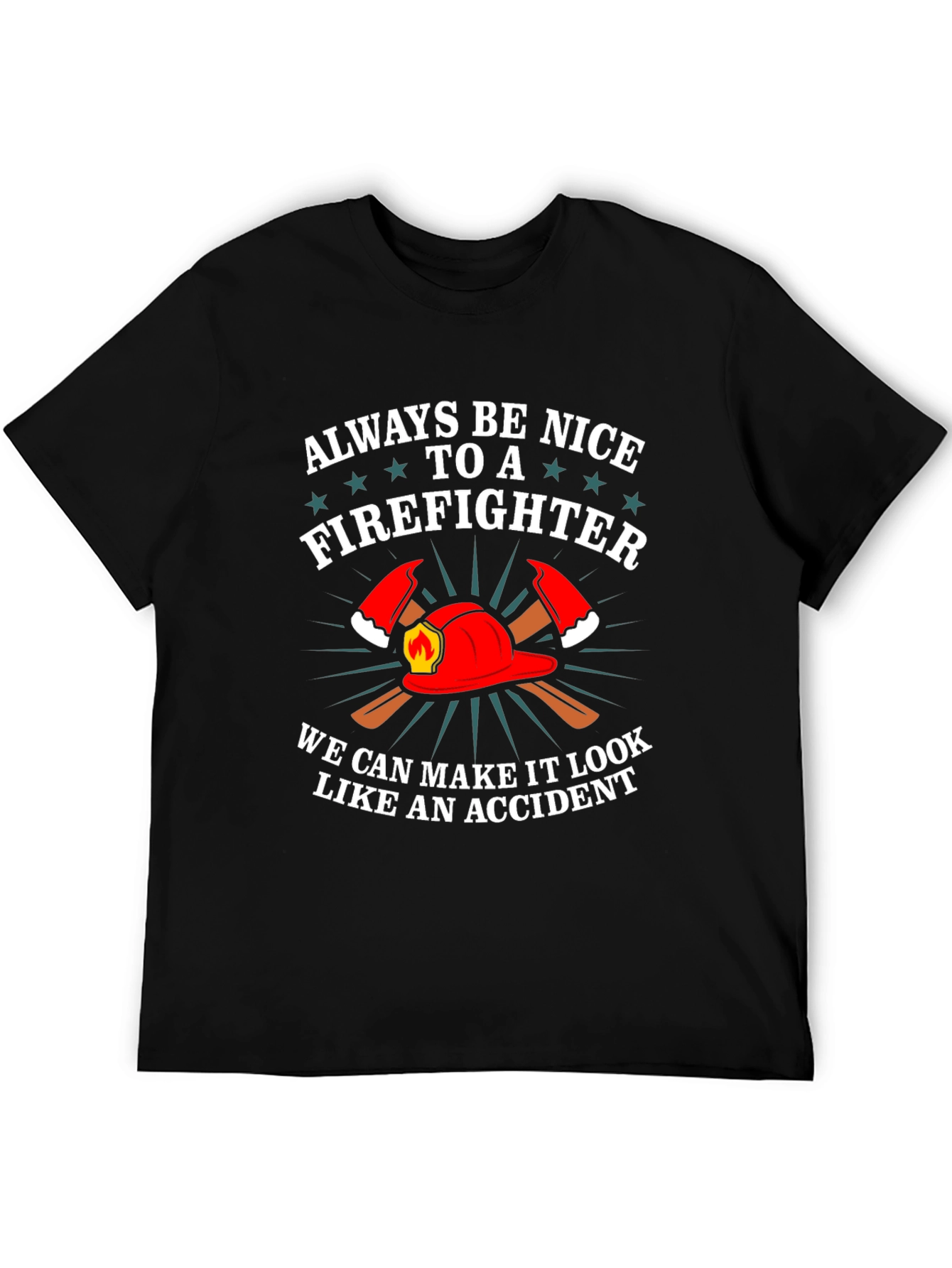Black Firefighter Graphic Tee - Funny Fireman T-Shirt view 5
