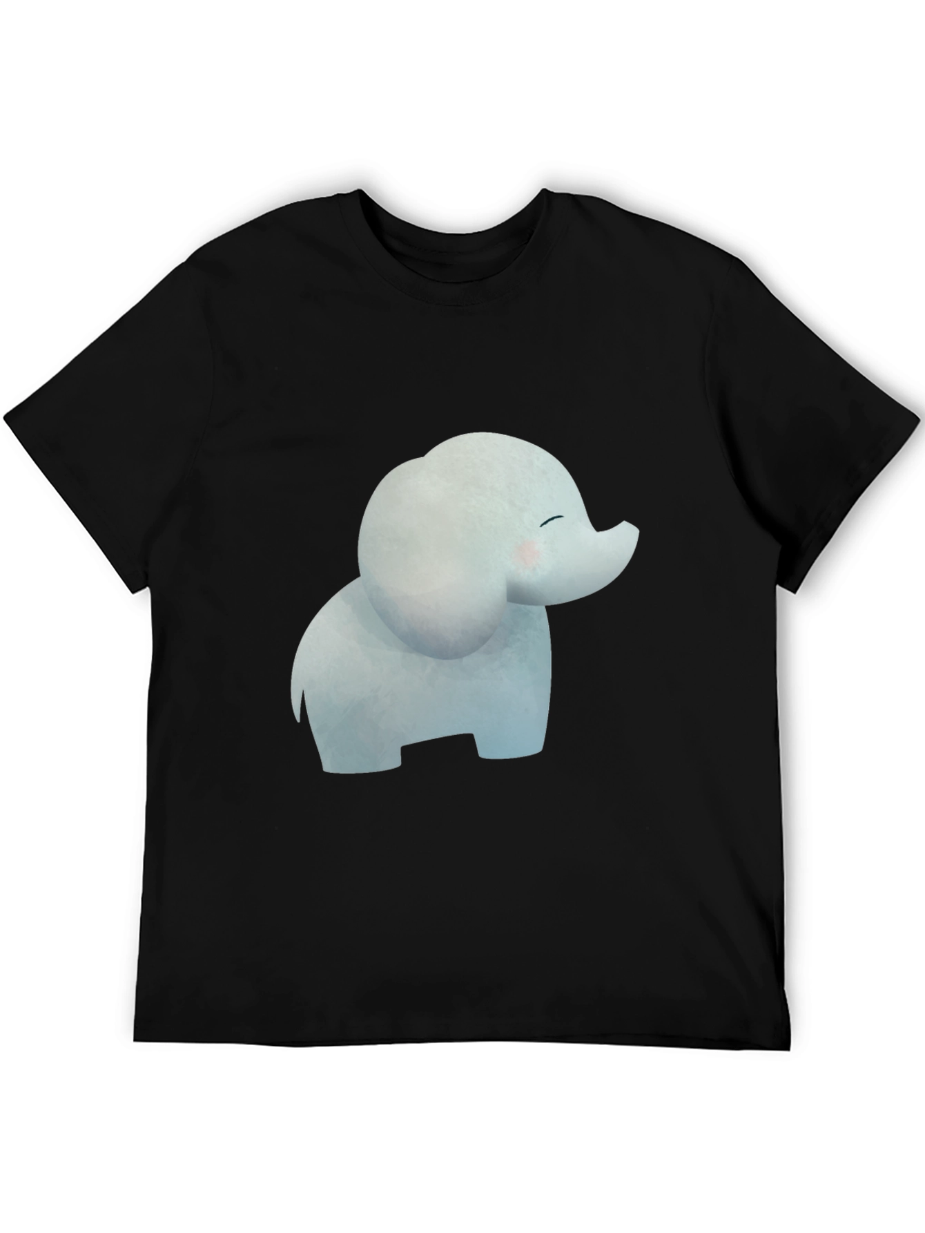 Black Cute Cartoon Elephant Black T-Shirt view 5