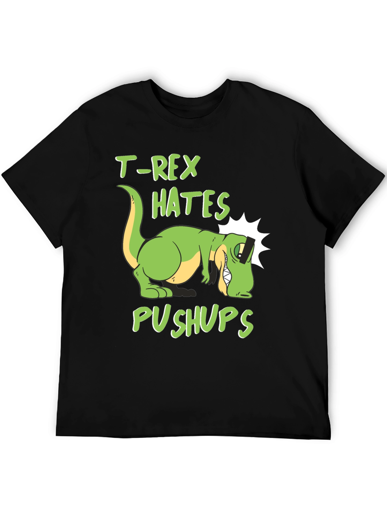 Black T-Rex Hates Pushups Graphic Tee view 5