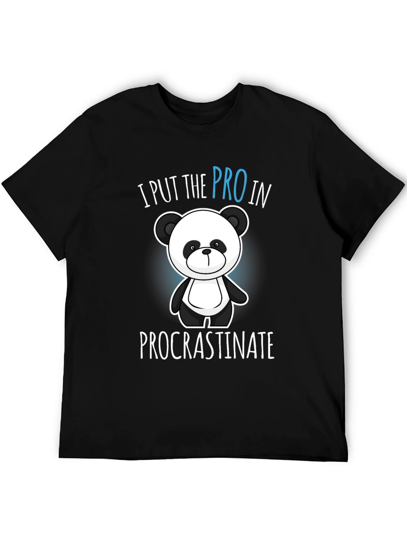 Black Funny Procrastination Panda Graphic Tee - Black view 5