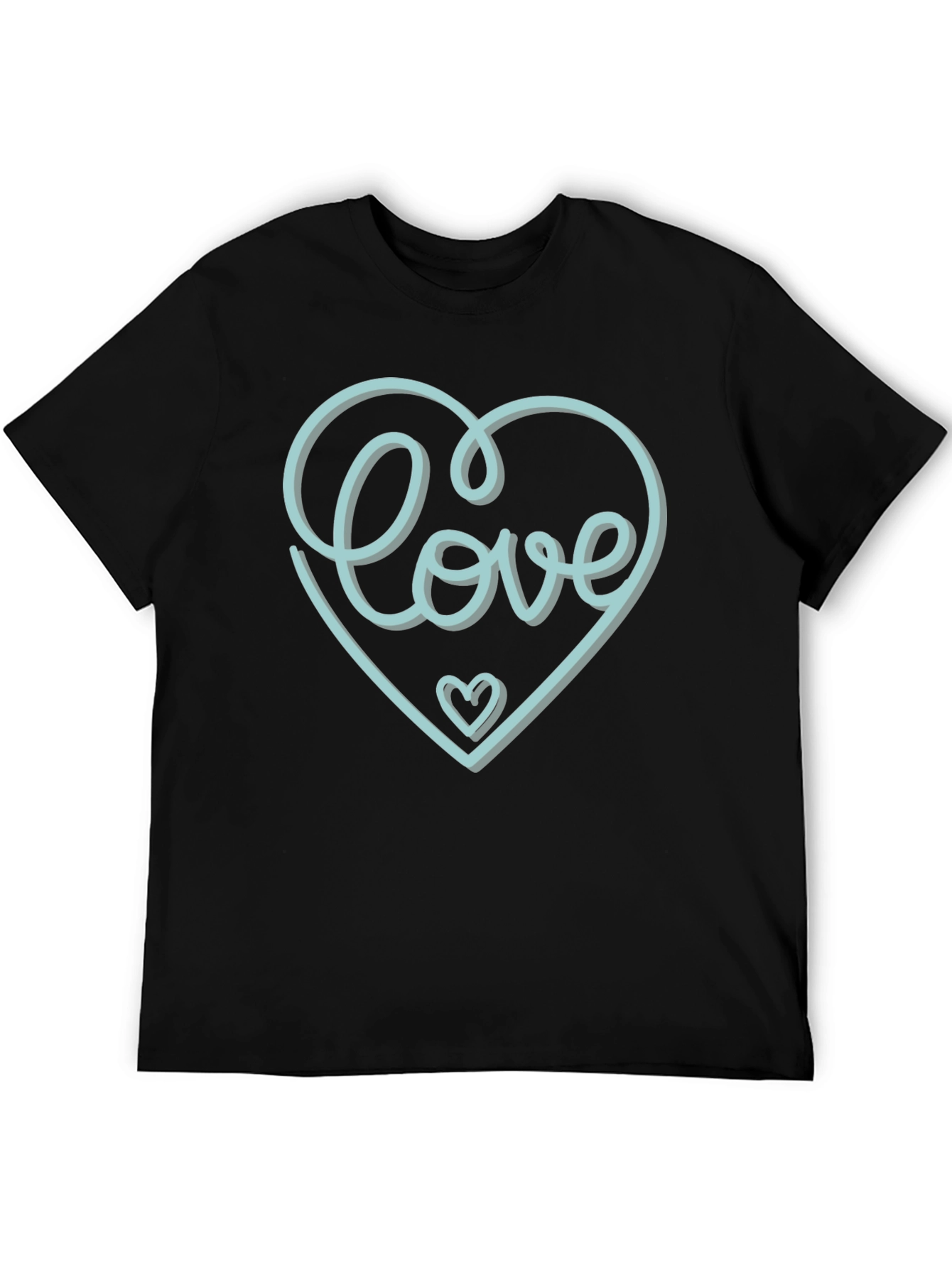 Black Love Heart Graphic Tee - Stylish Black T-Shirt view 5