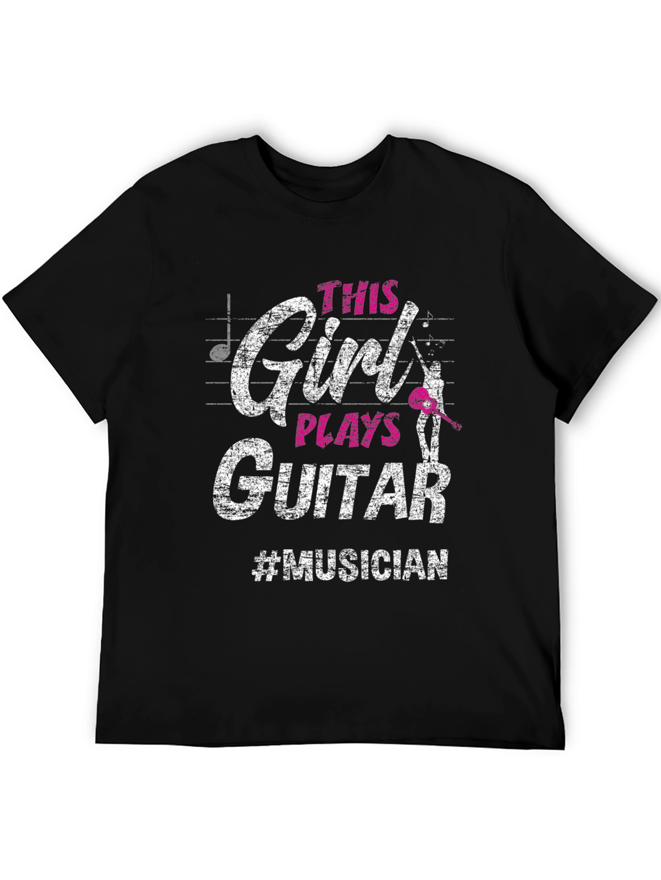 Black This Girl Plays Guitar T-Shirt - Musician Tee view 5