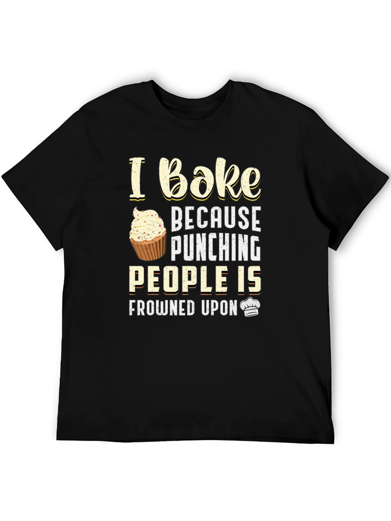 Black Funny Baker T-Shirt - I Bake Because Punching People Is Frowned Upon view 5