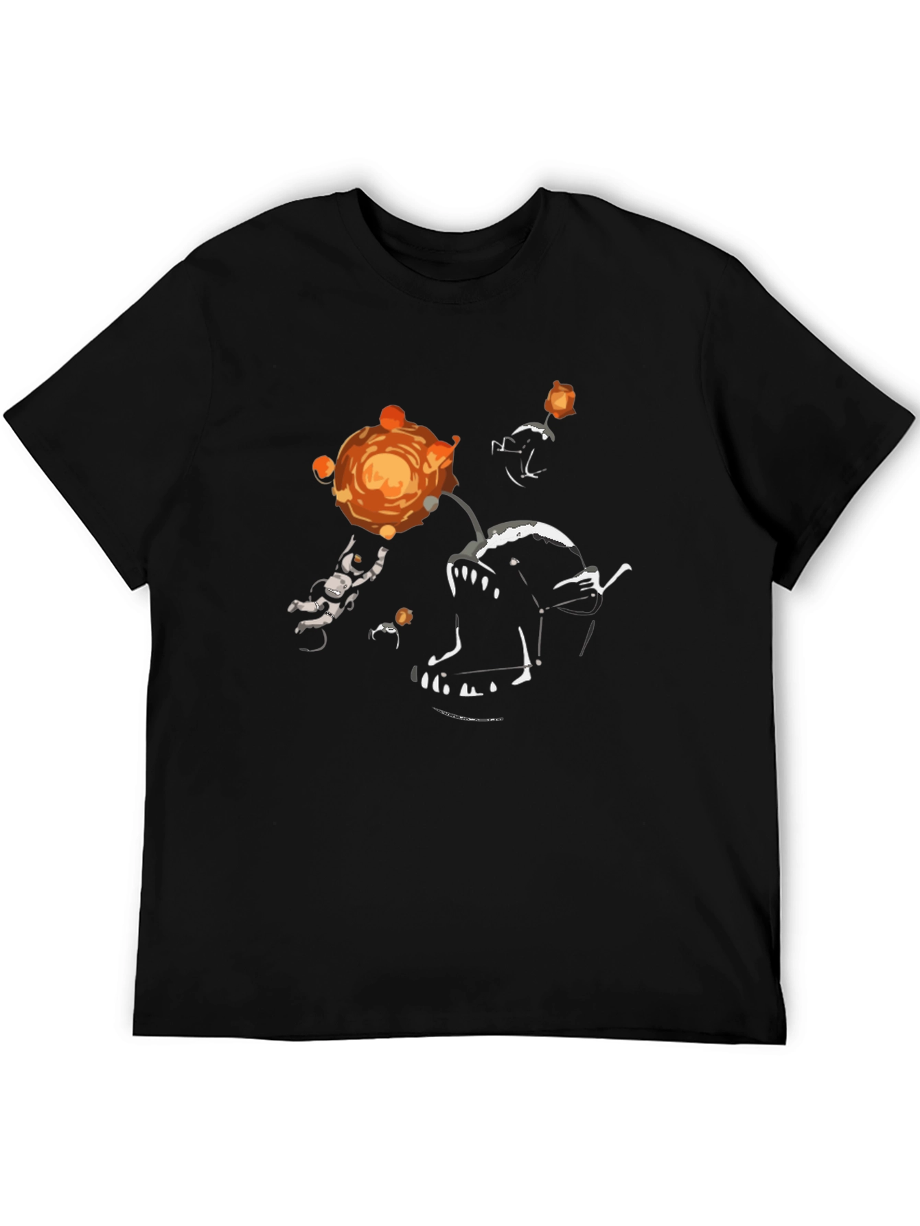 Black Astronaut & Anglerfish Graphic T-Shirt - Black view 5