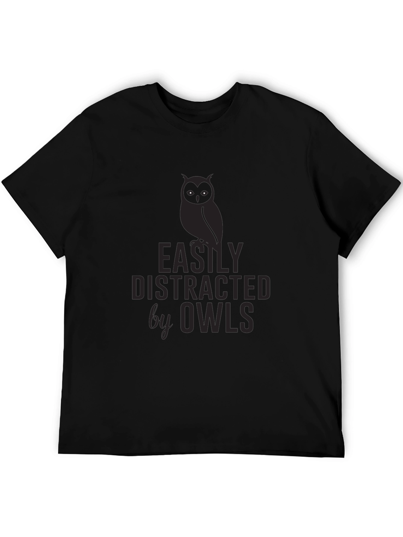 Black Easily Distracted By Owls Graphic T-Shirt view 5