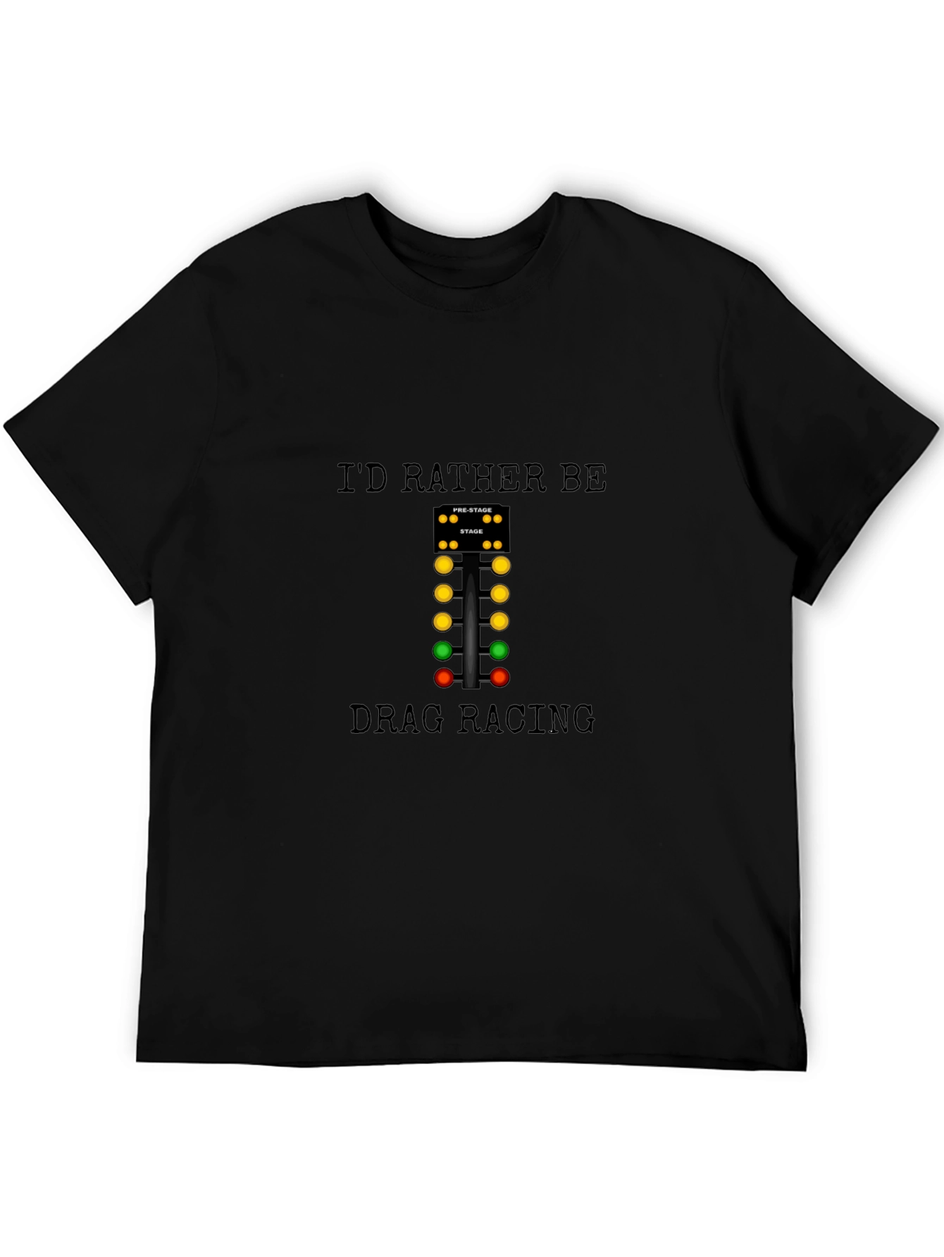Black Drag Racing Lights Black T-Shirt view 5