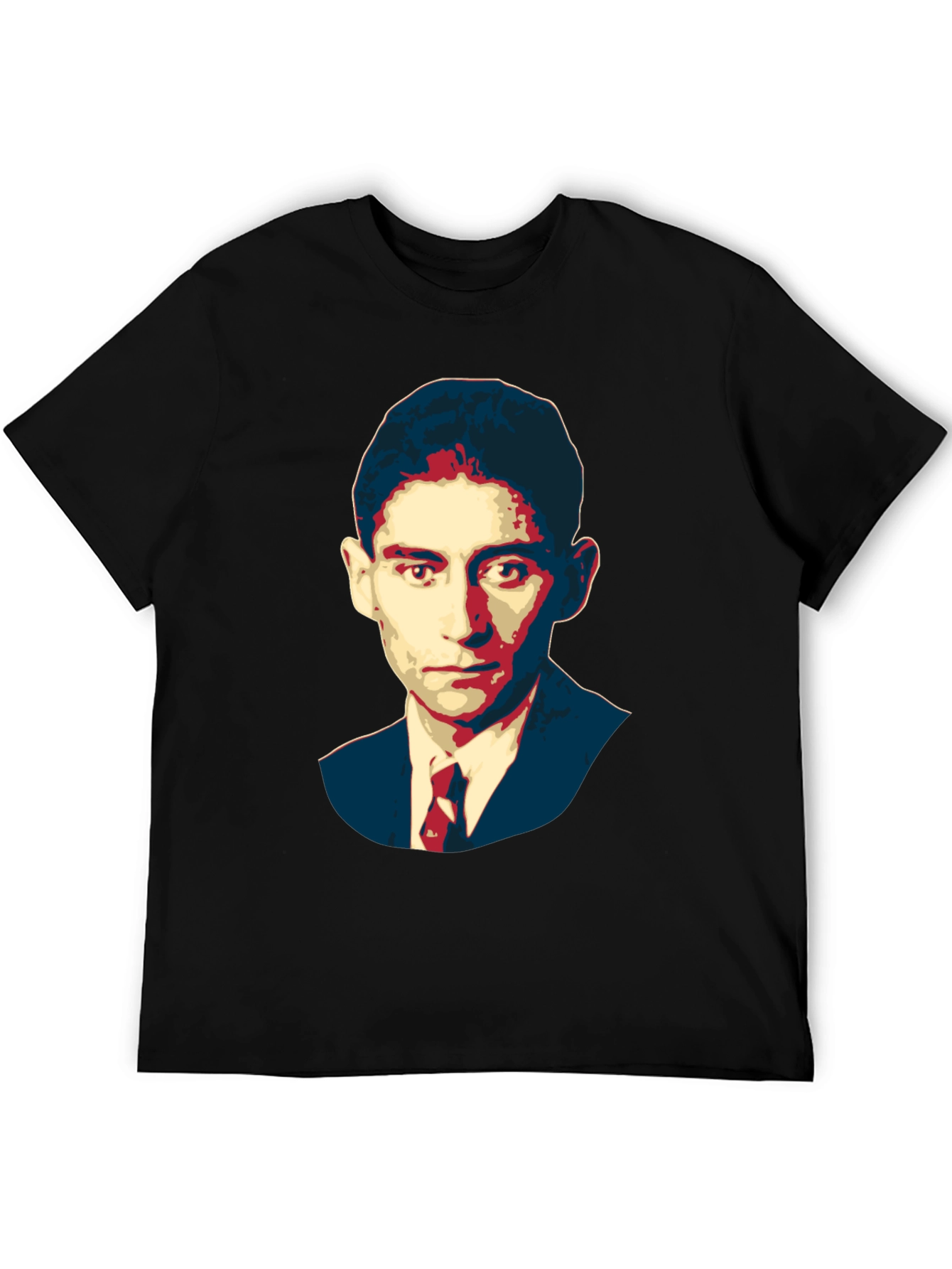 Black Kafka Portrait Black T-Shirt - Literary Graphic Tee view 5