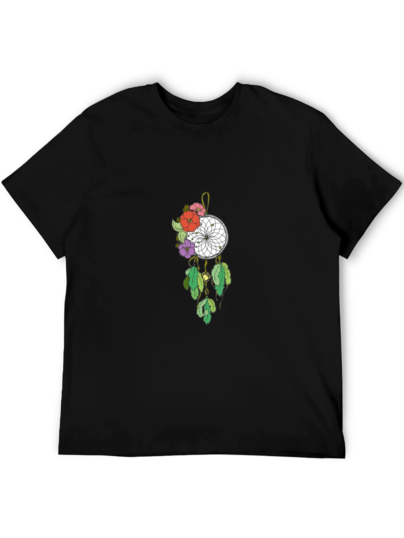 Black Dreamcatcher Floral T-Shirt - Black Cotton Tee view 5