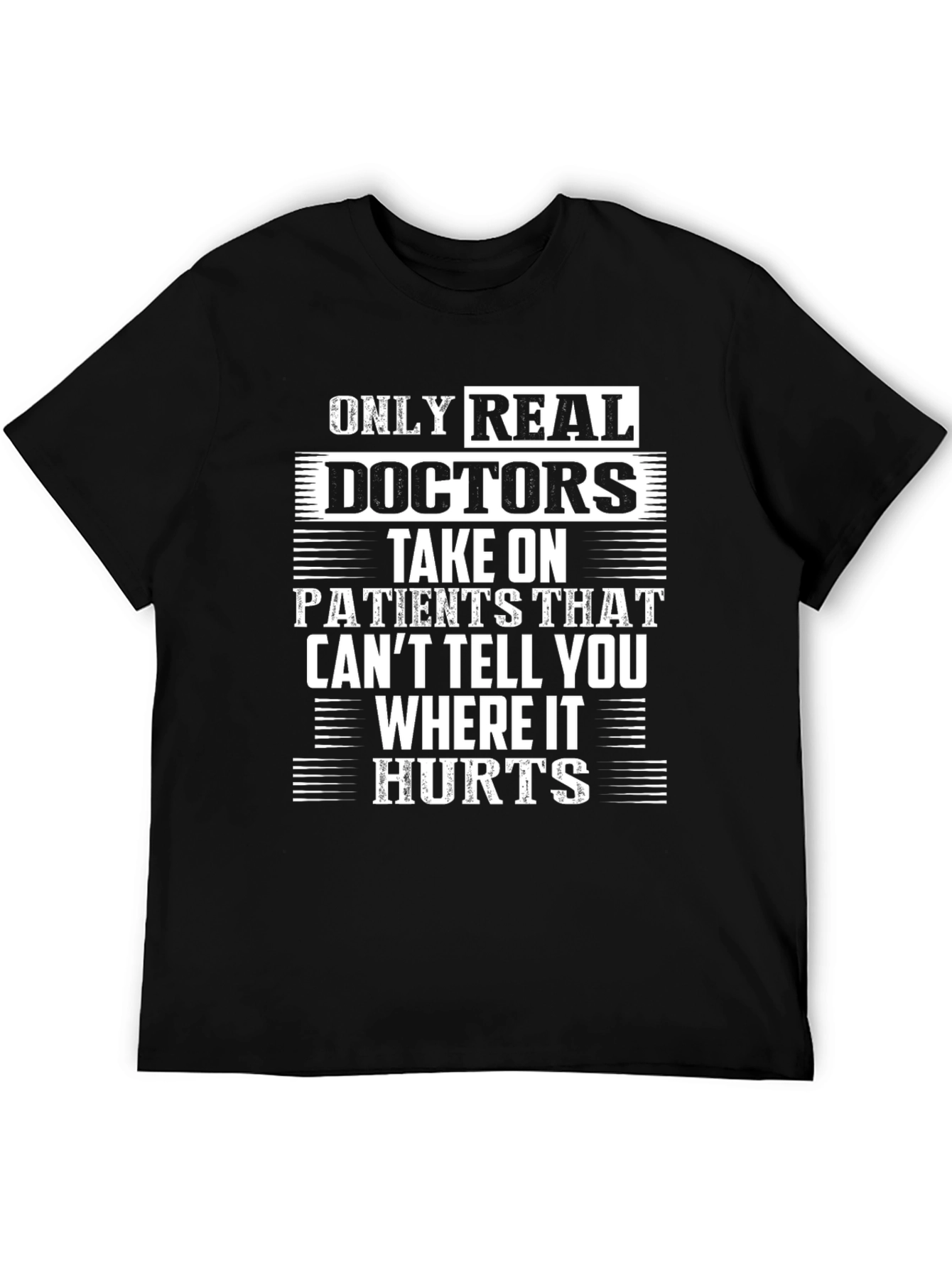 Black Funny Real Doctors T-Shirt - Black Cotton view 5
