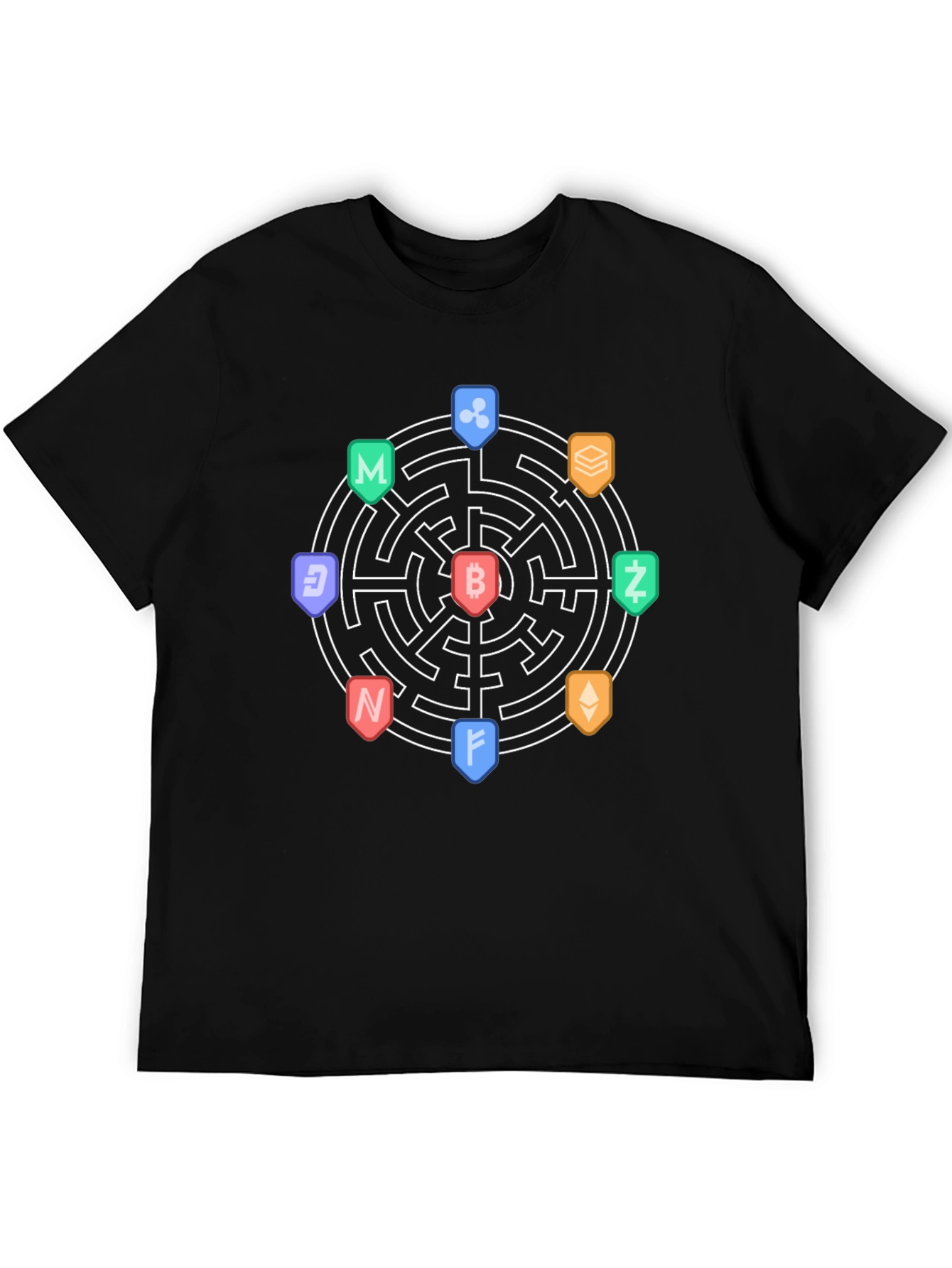 Black Crypto Maze T-Shirt - Bitcoin & Altcoins view 5