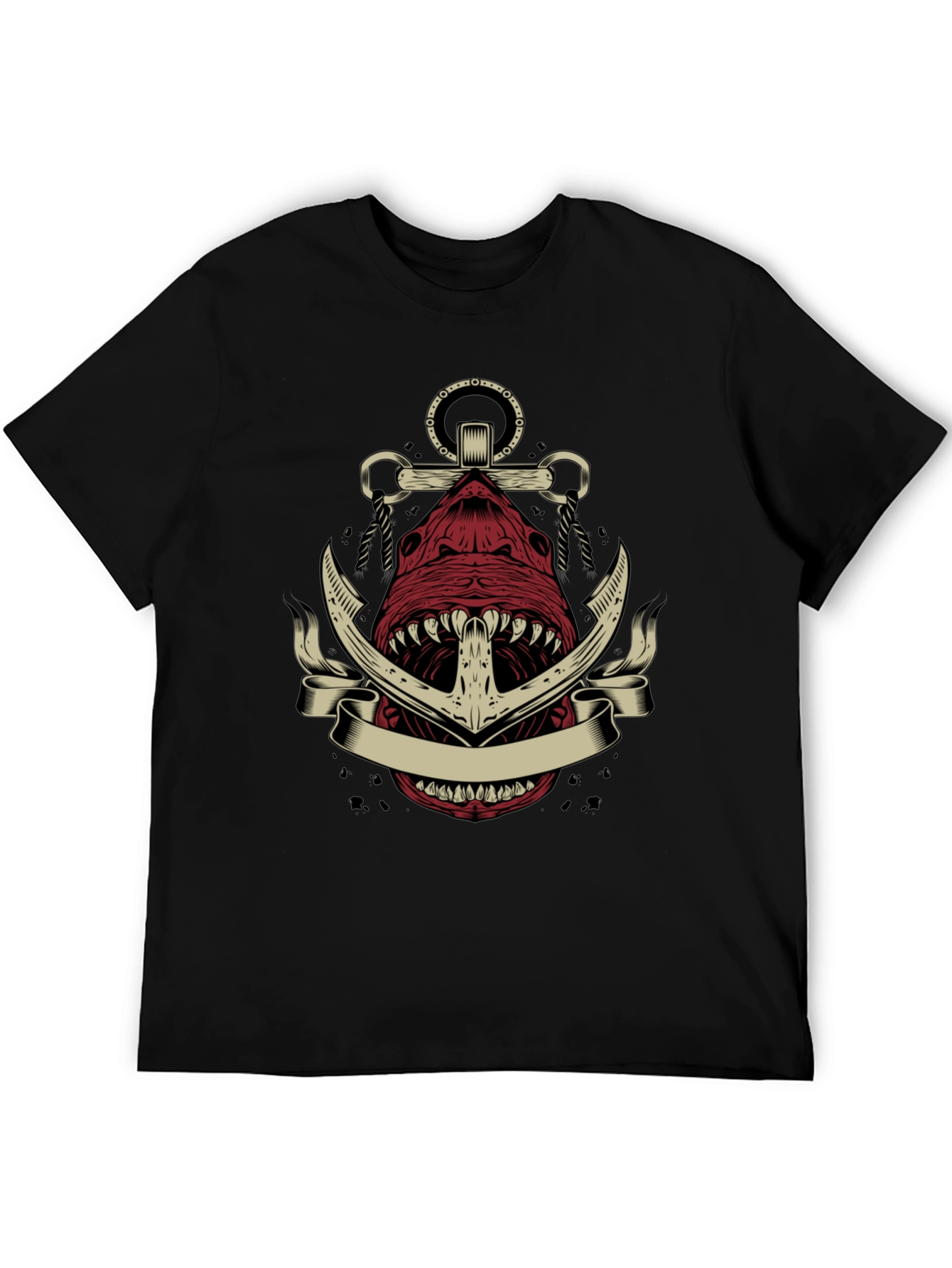 Black Anchor Shark Graphic Tee - Nautical Style view 5