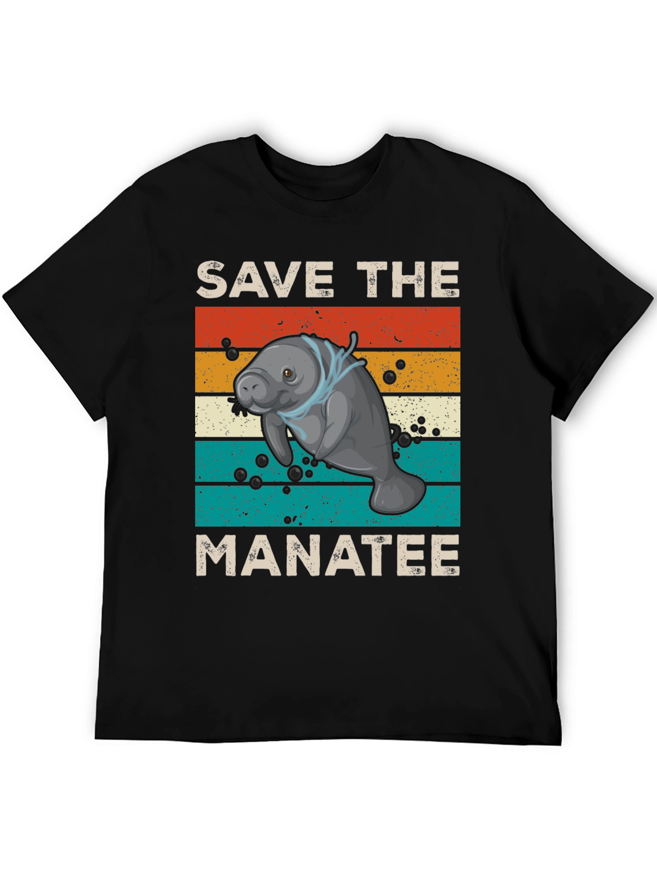 Black Save the Manatee Graphic T-Shirt - Eco-Friendly Sea Life Tee view 5