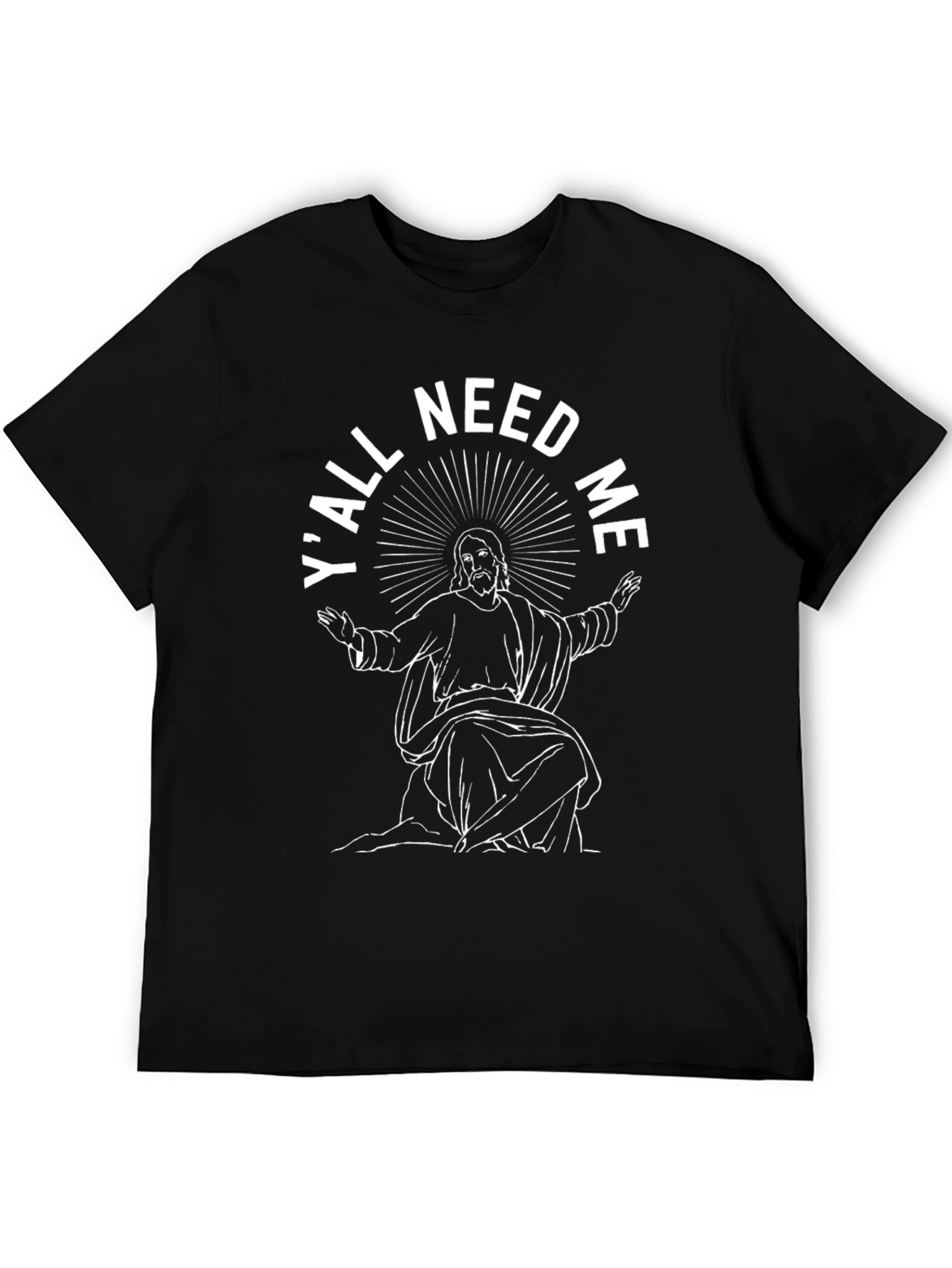Black Y'all Need Me Graphic T-Shirt - Black Cotton Tee view 5