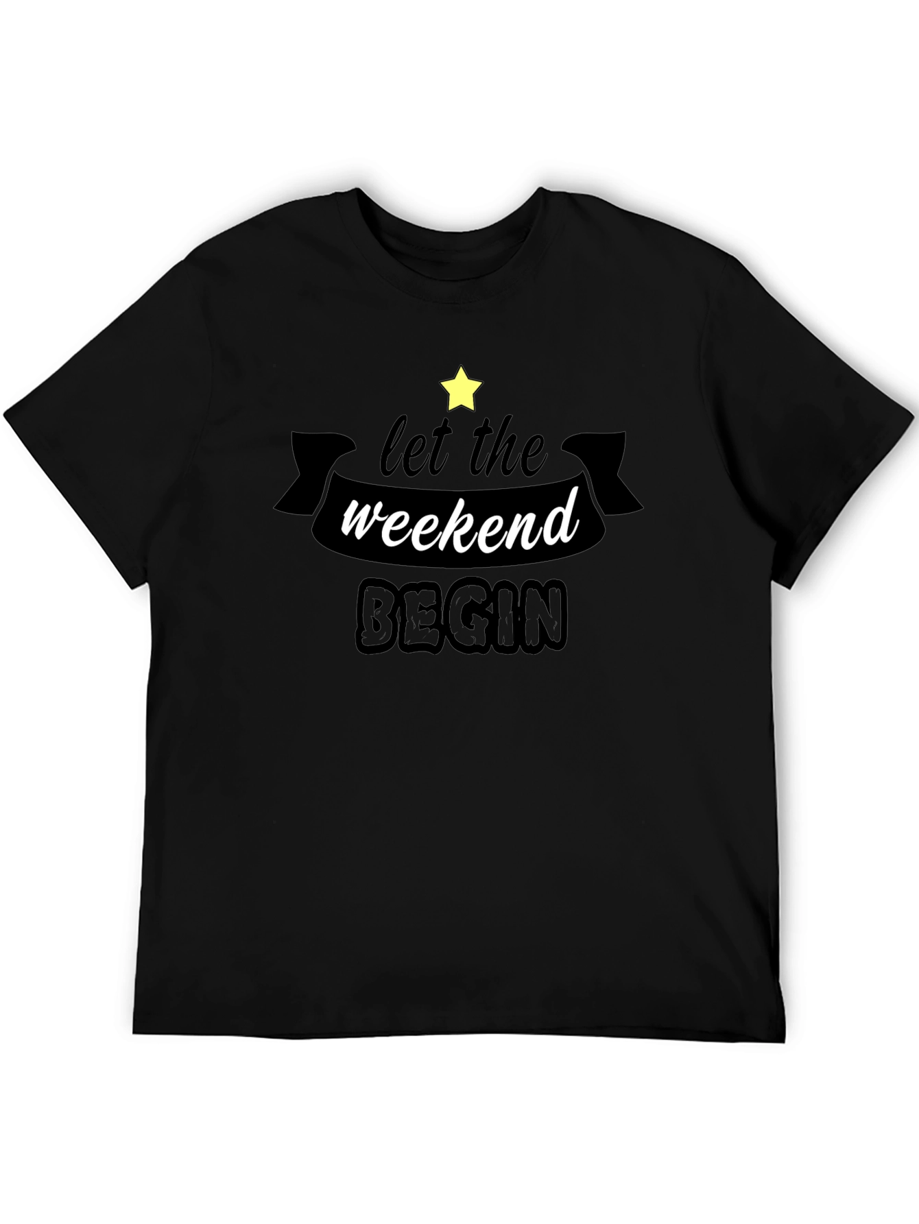 Black Let The Weekend Begin Graphic Tee - Black Cotton T-Shirt view 5