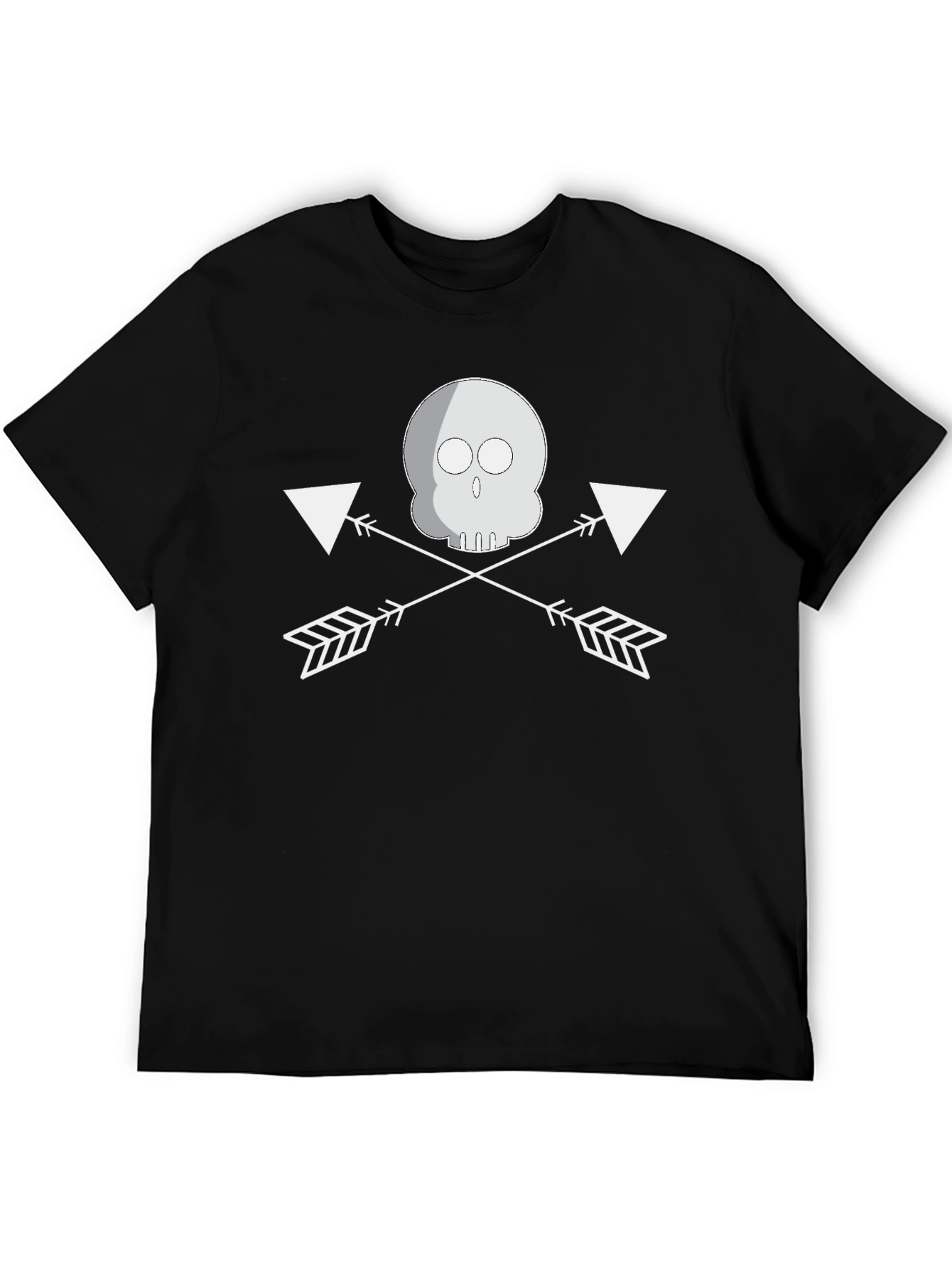 Black Skull and Arrow Black Graphic Tee view 5