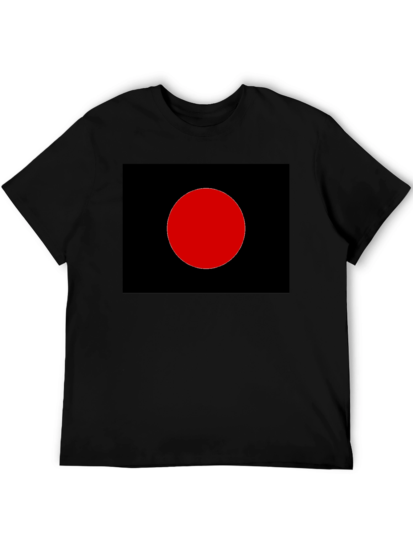 Black Minimalist Black T-Shirt - Red Circle Graphic view 5