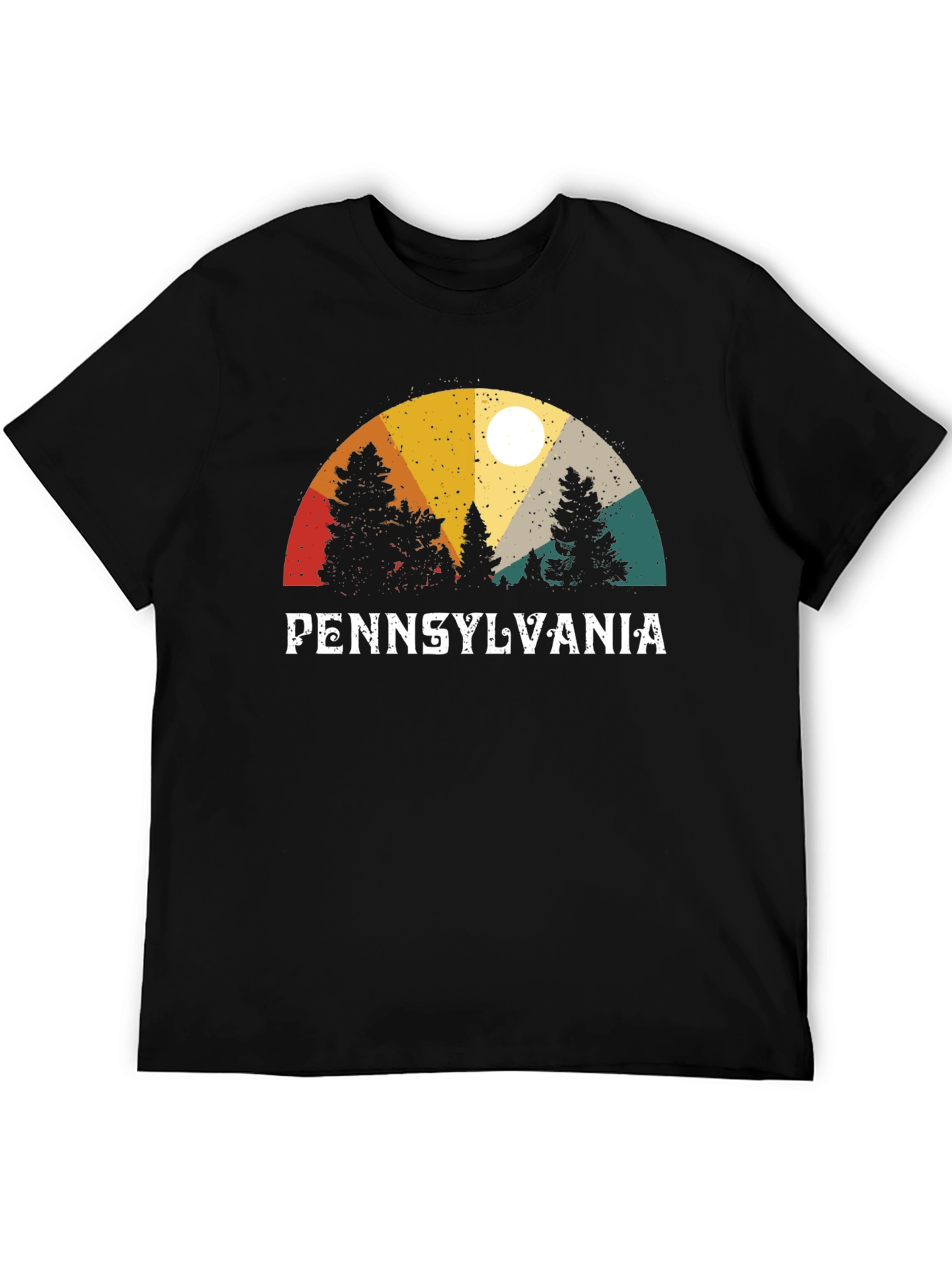 Black Pennsylvania Retro Sunset Graphic T-Shirt view 5