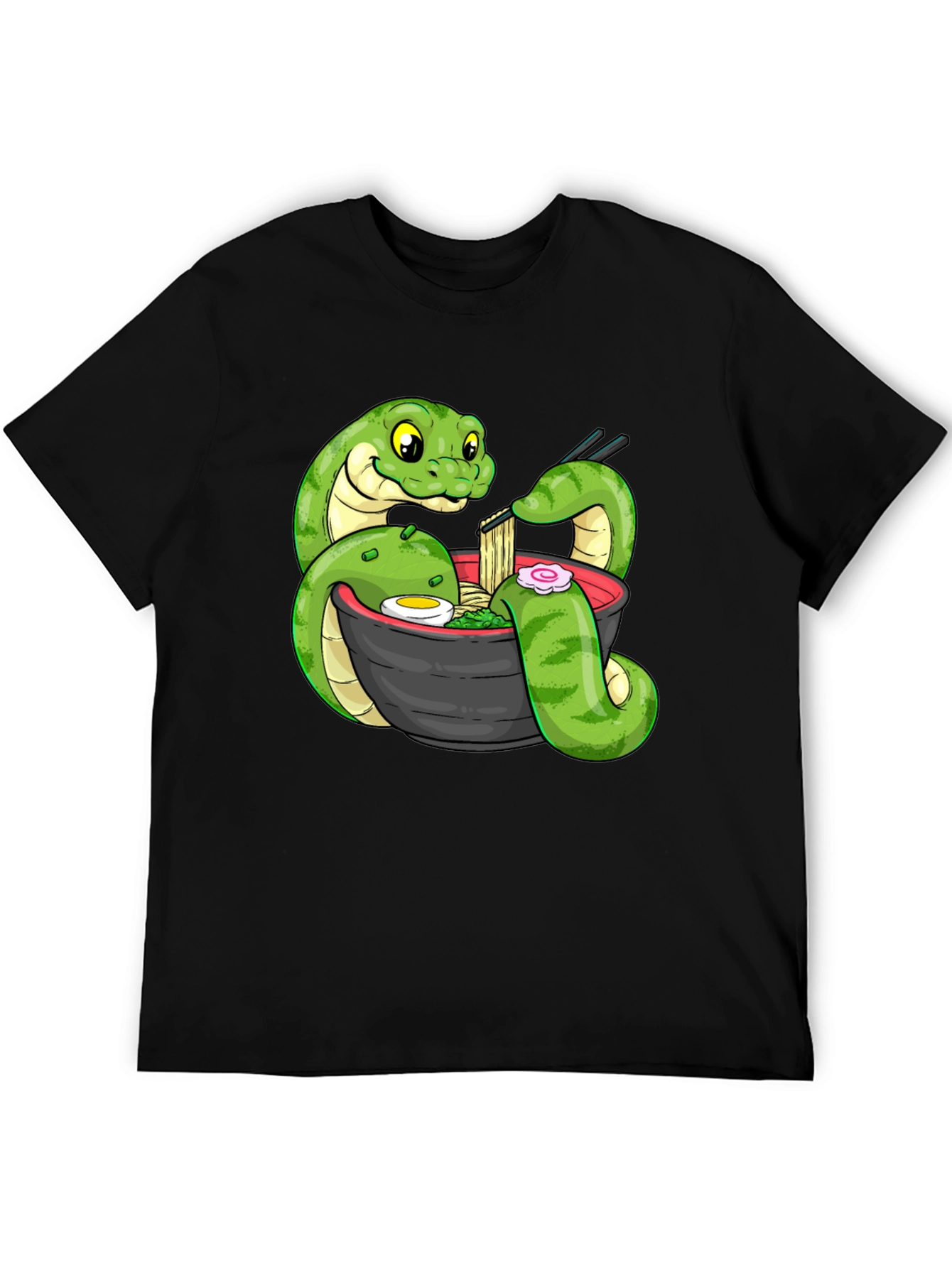 Black Snake Ramen Graphic Tee - Unique Cartoon Design view 5