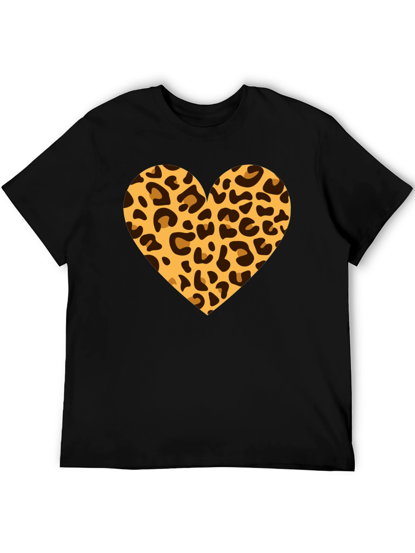 Black Leopard Heart Black T-Shirt view 5