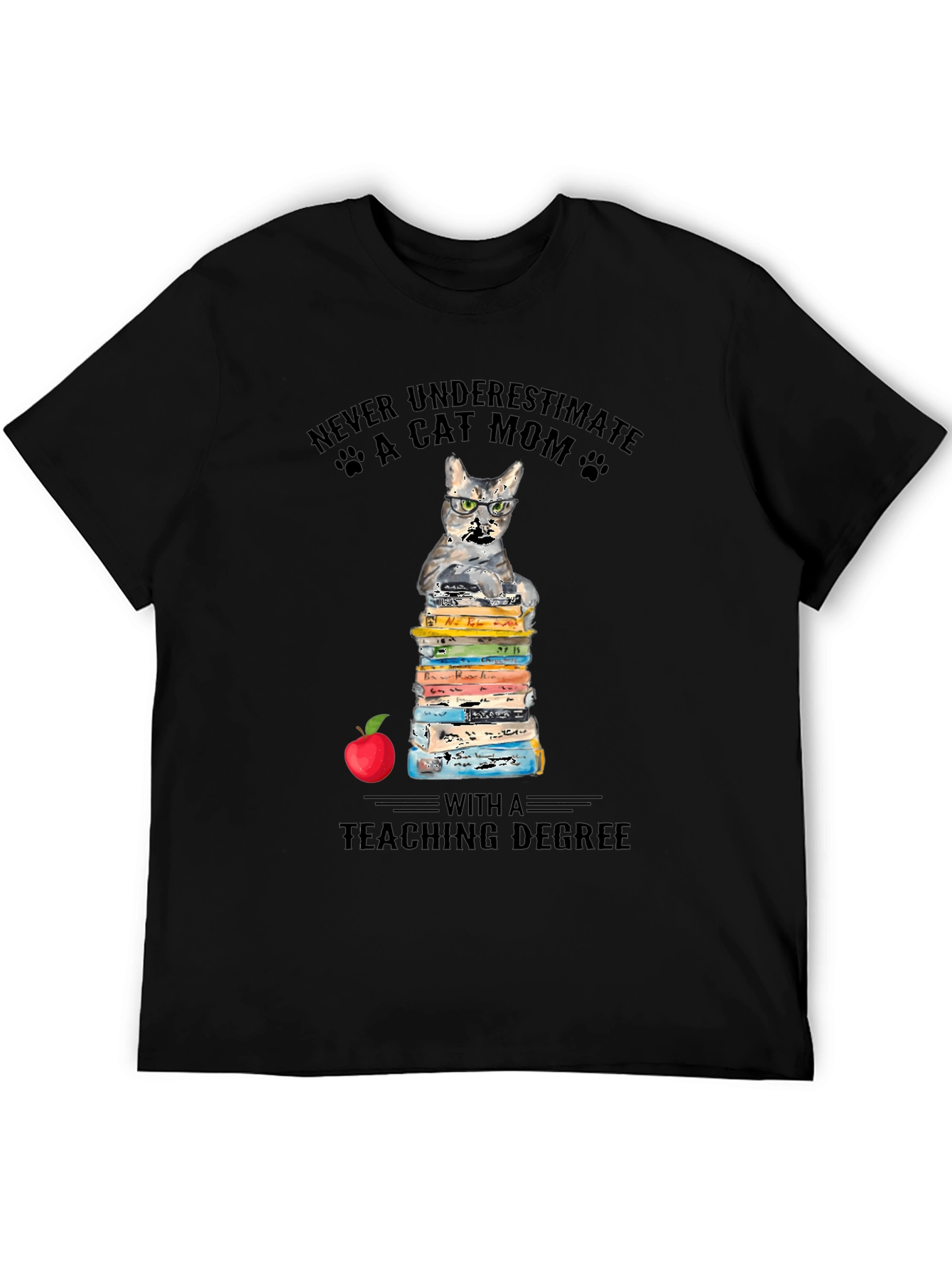 Black Cat Mom Teaching Degree T-Shirt - Teacher Gift view 5