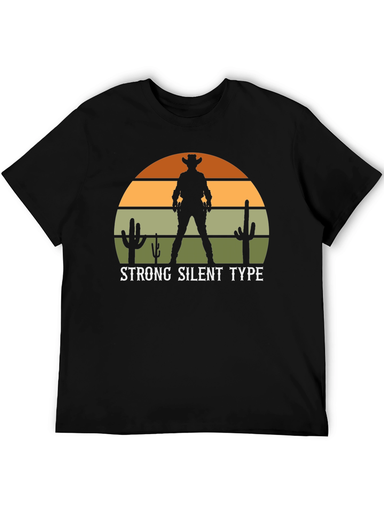 Black Strong Silent Type Western Sunset Graphic Tee view 5