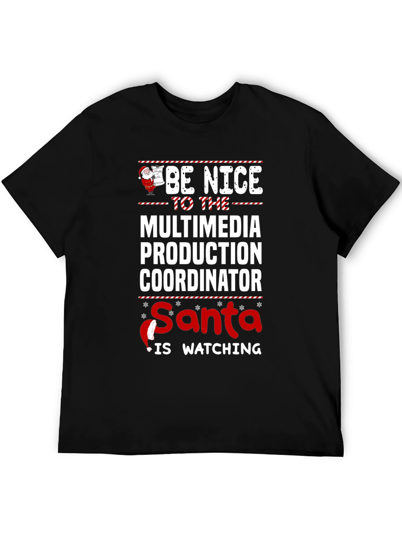 Black Funny Multimedia Production Coordinator Christmas T-Shirt view 5